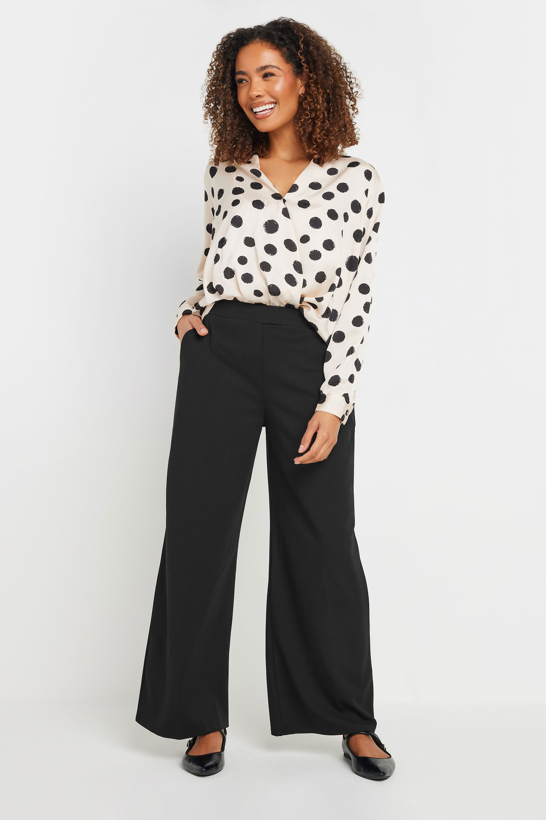 M&Co Black Stretch Scuba Wide Leg Trousers | M&Co 1