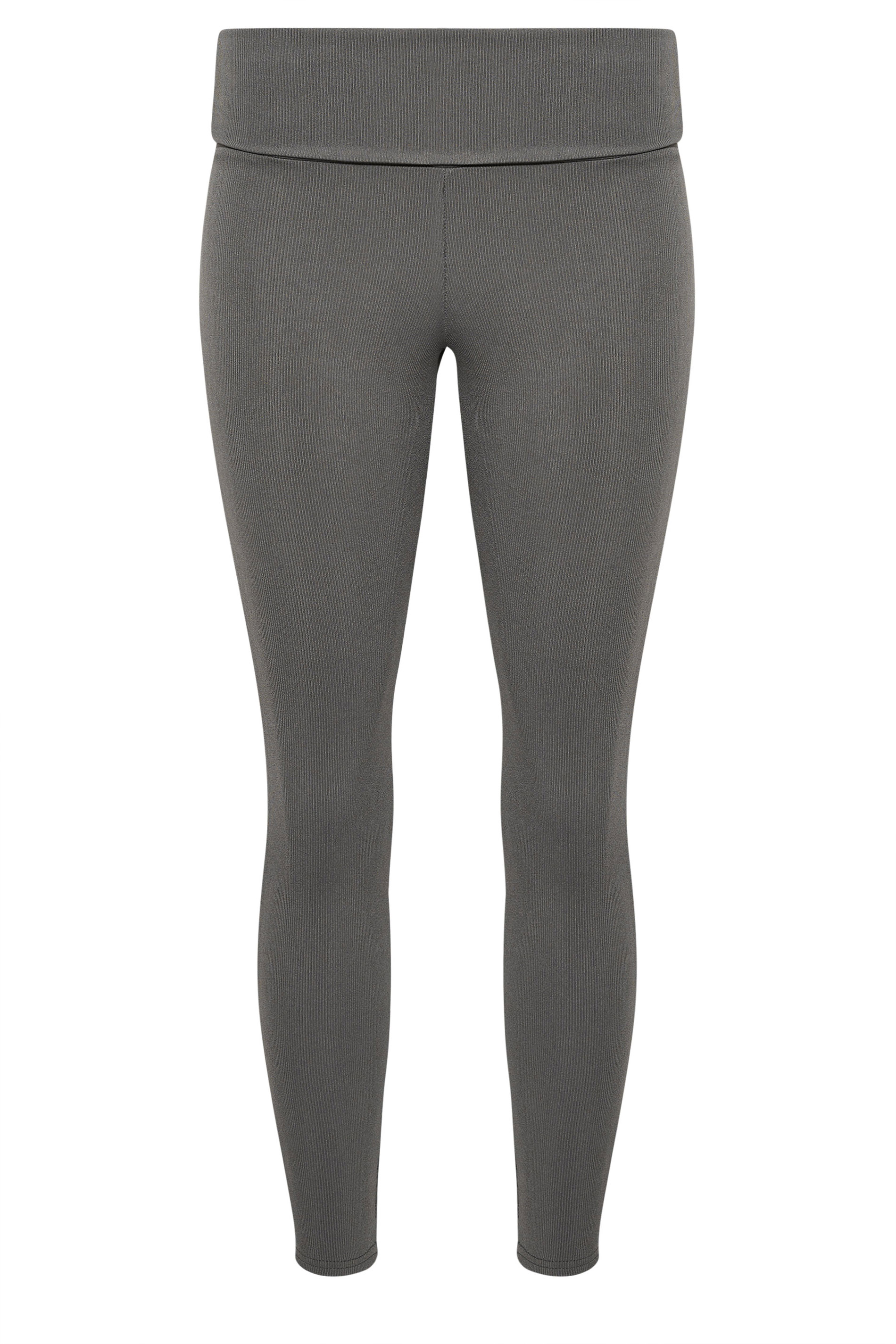 Petite Grey Fold Over Waistband Leggings | PixieGirl 5