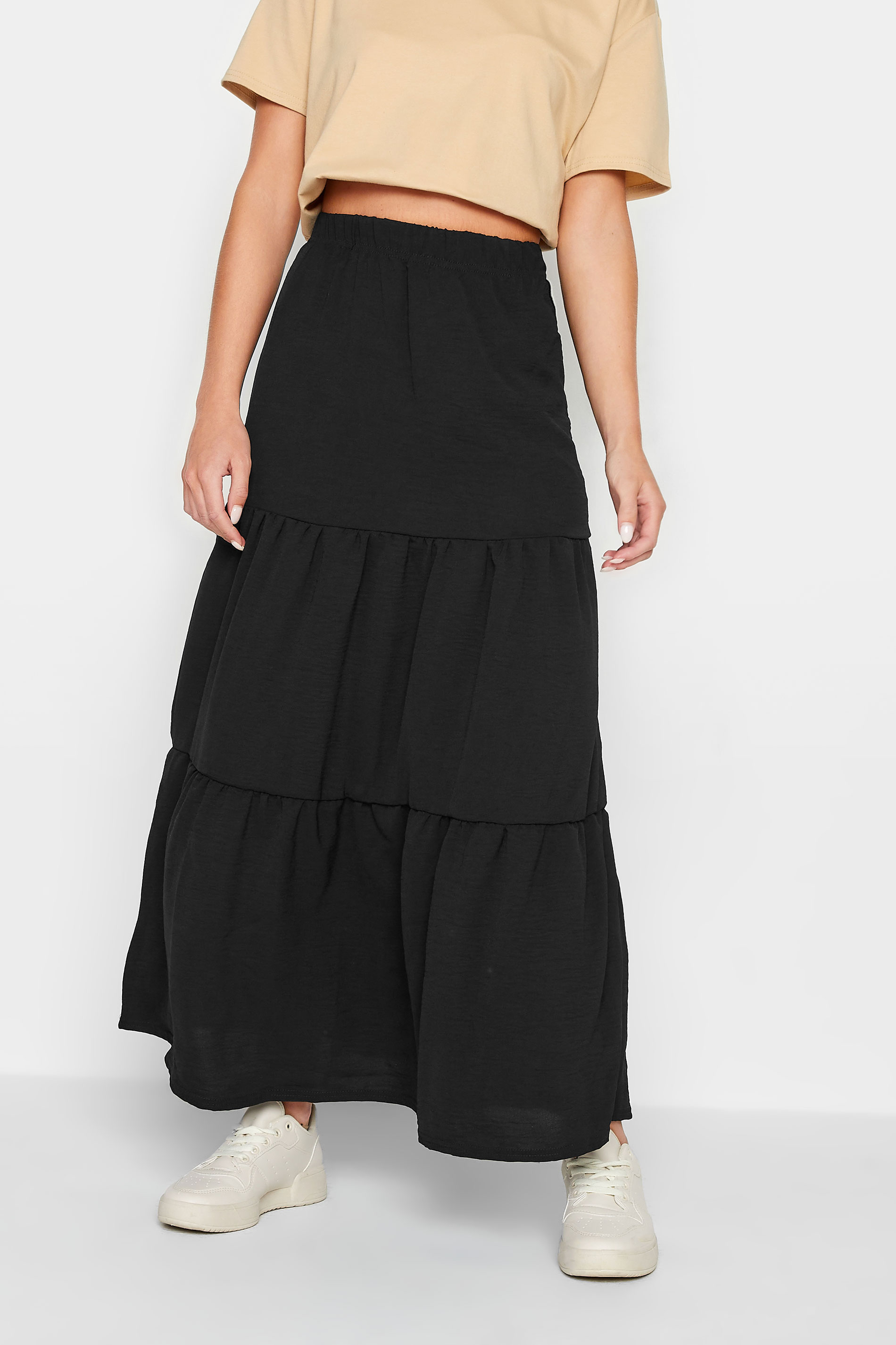 Petite Black Crepe Maxi Skirt | PixieGirl 1
