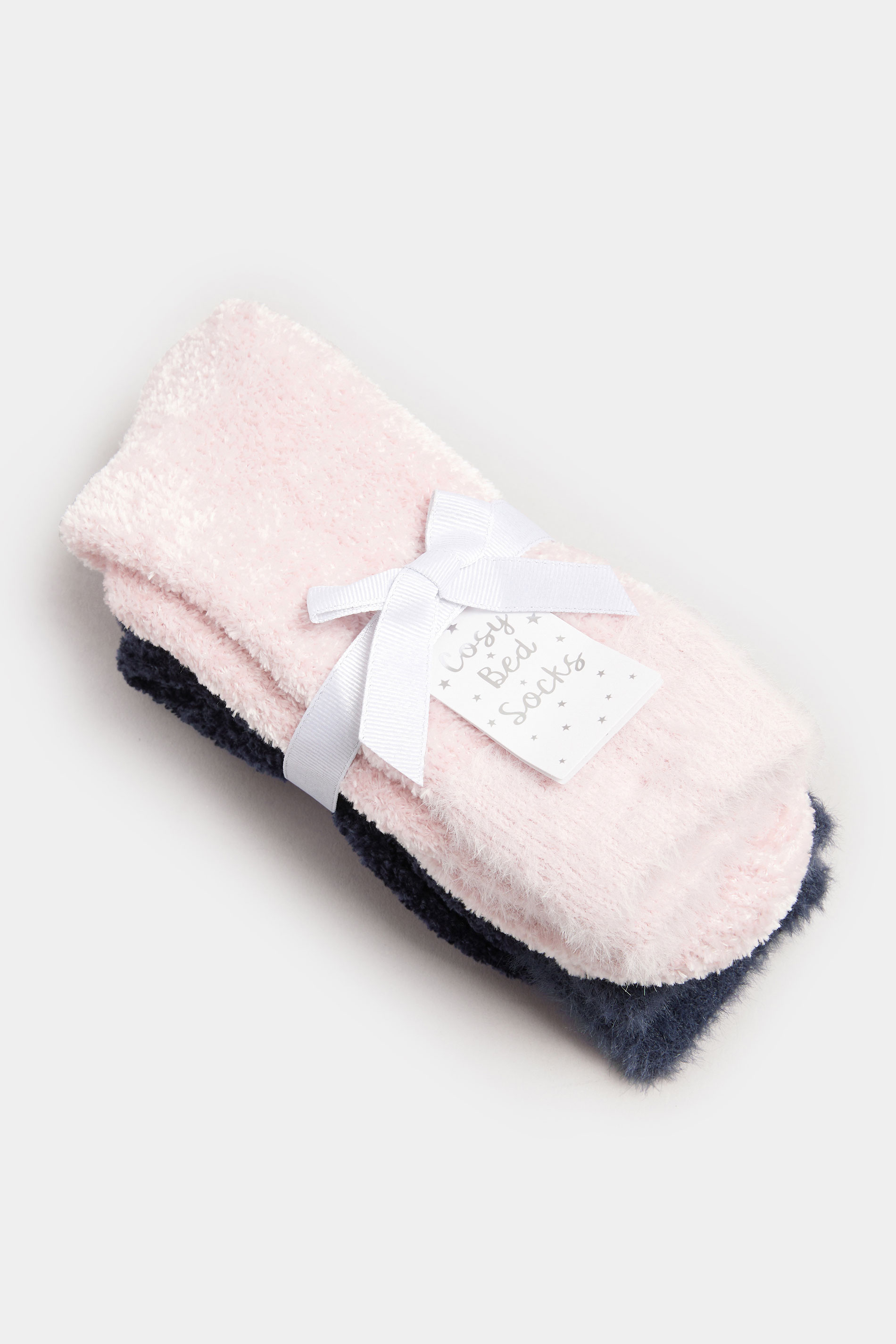 YOURS 2 PACK Plus Size Pink & Blue Chenille Ankle Bed Socks | Yours Clothing 3