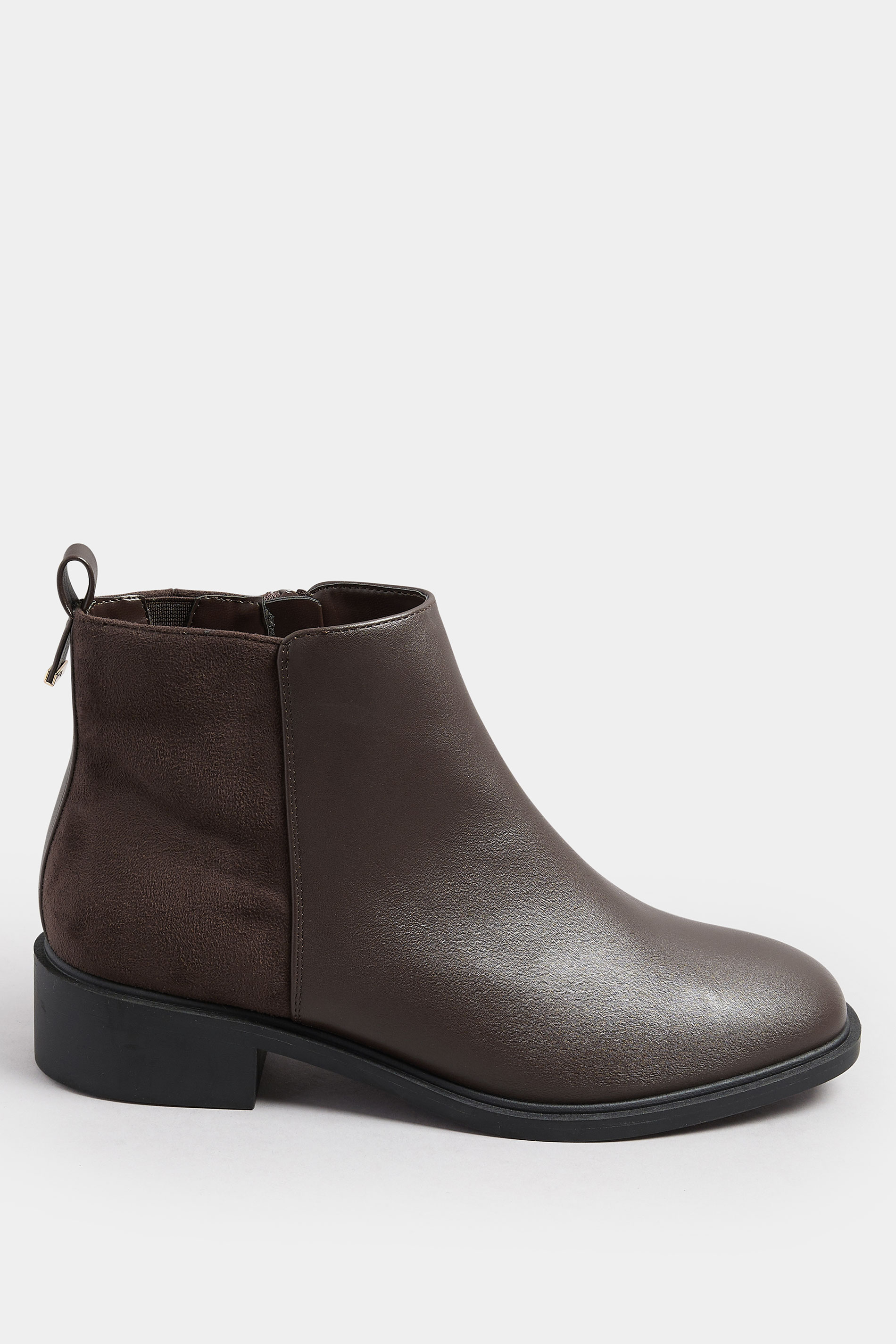 Brown Faux  Leather Metal Trim Ankle Boots In Extra Wide EEE Fit | Yours Clothing 3