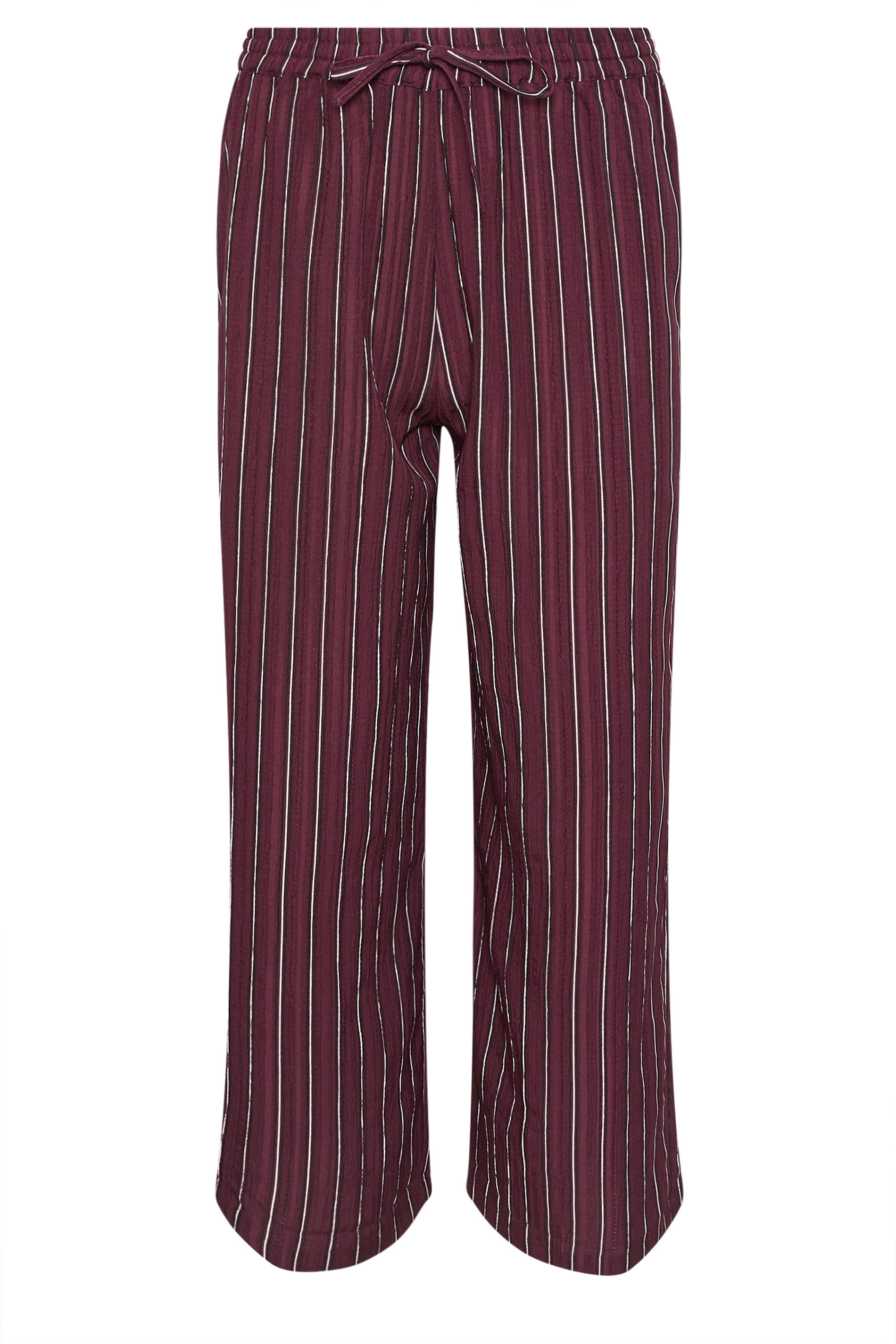 PixieGirl Petite Women's Burgundy Red Striped Tie Waist Trousers | PixieGirl 5