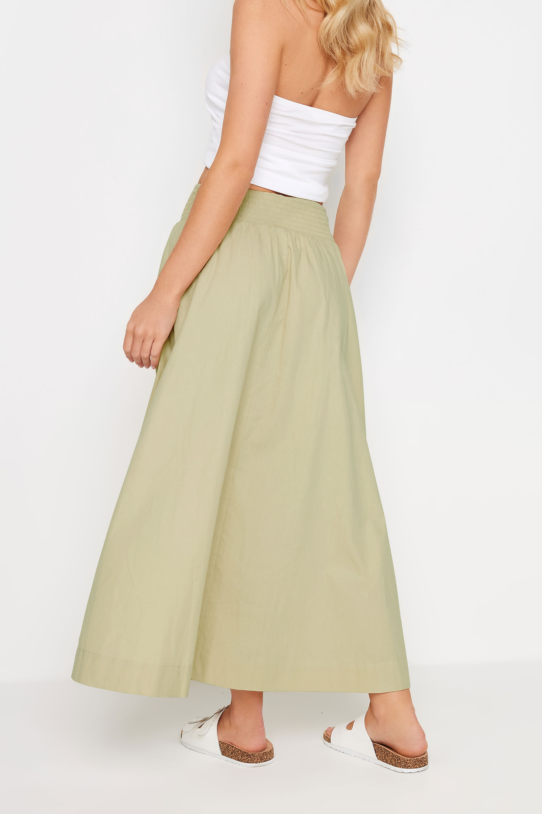 PixieGirl Petite Women's Stone Brown Poplin Maxi Skirt | PixieGirl 3