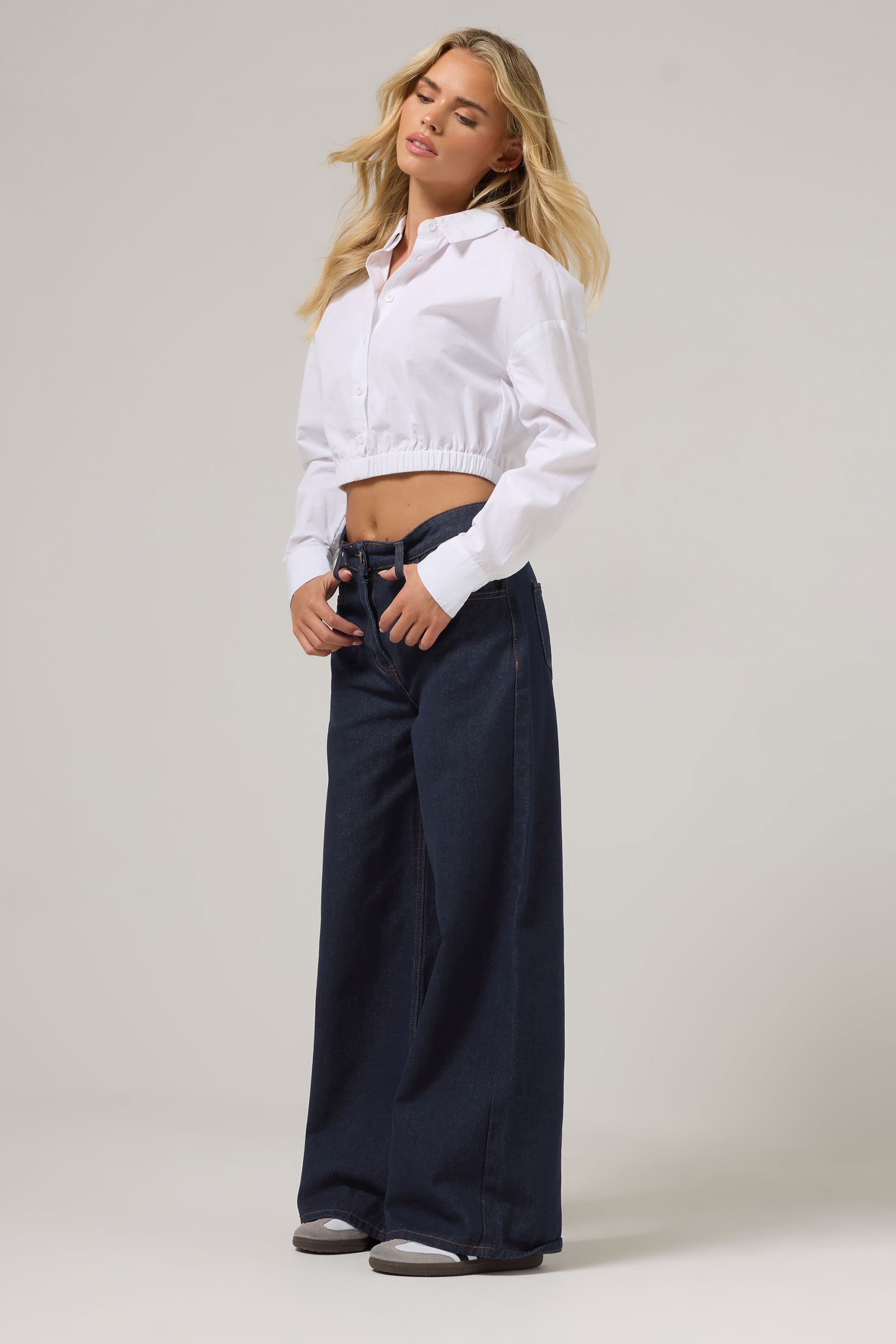 PixieGirl Petite Women's Indigo Blue Non-Stretch Wide Leg Jeans | PixieGirl 1