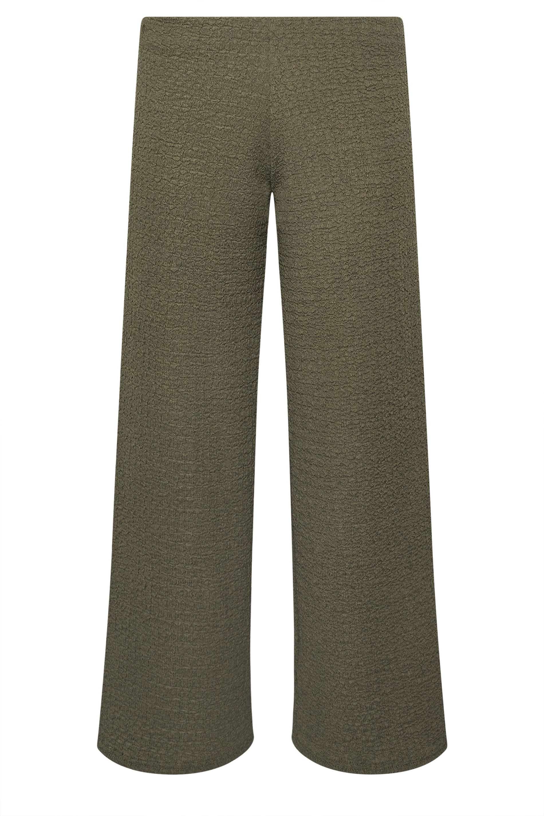 PixieGirl Petite Women's Khaki Green Textured Wide Leg Trousers | PixieGirl 5