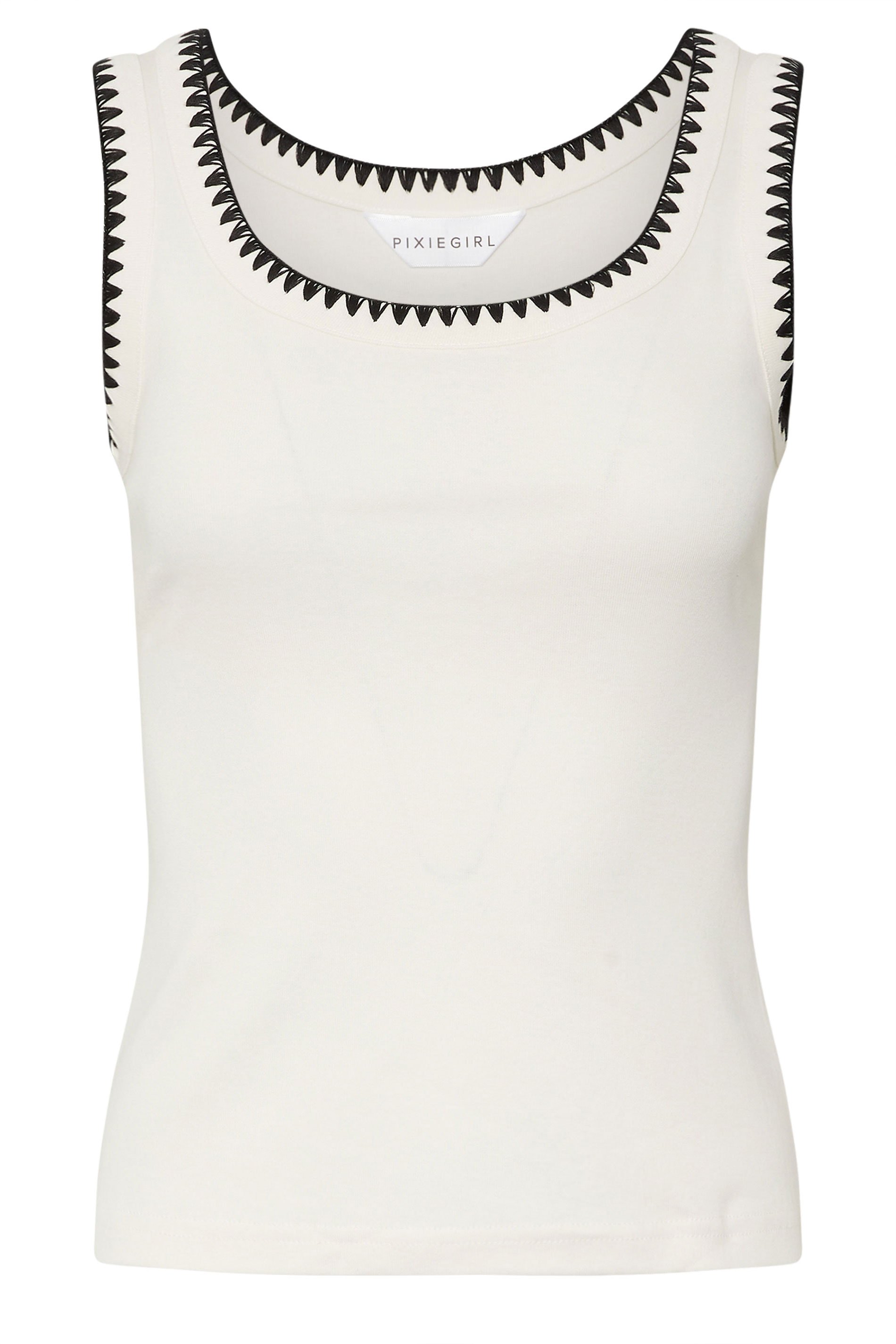 PixieGirl Petite Women's 2 PACK Black & White Contrast Stitch Vest Tops | PixieGirl 8