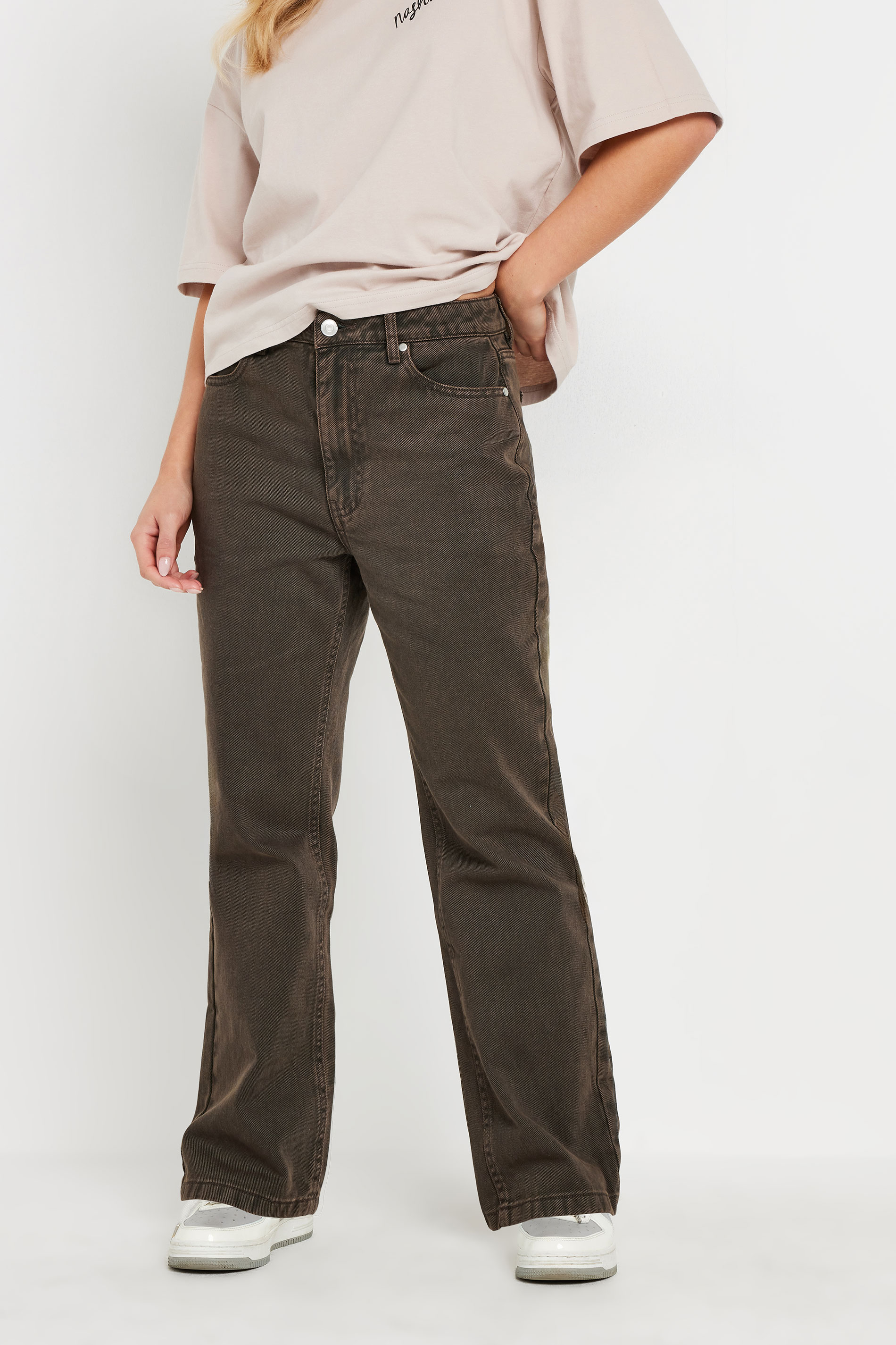 PixieGirl Petite Women's Brown Straight Leg Jeans | PixieGirl  2