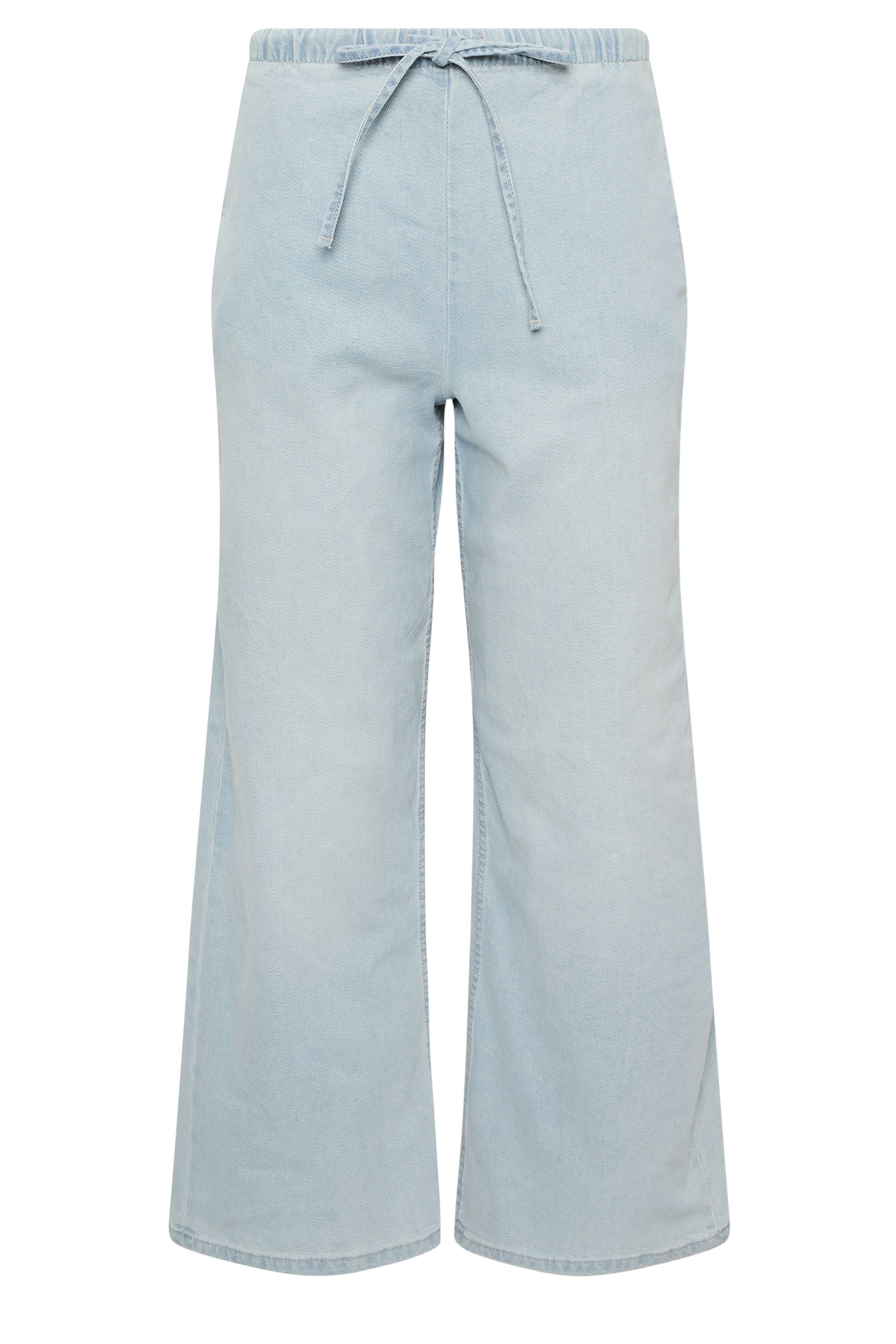 PixieGirl Petite Women's Light Blue Washed Denim Pull-On Wide Leg Jeans | PixieGirl 5