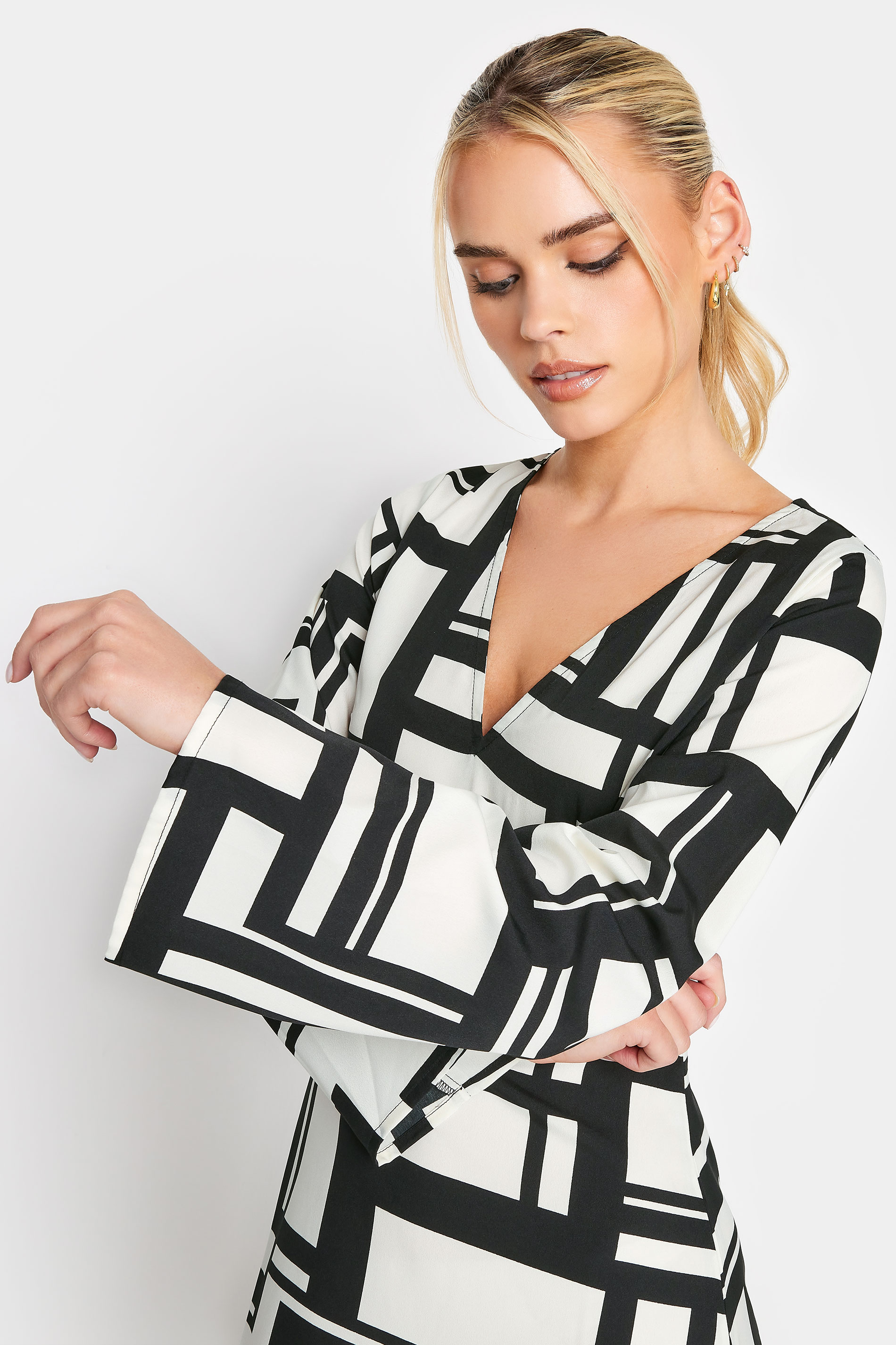 PixieGirl White & Black Abstract Print Dress | PixieGirl 5