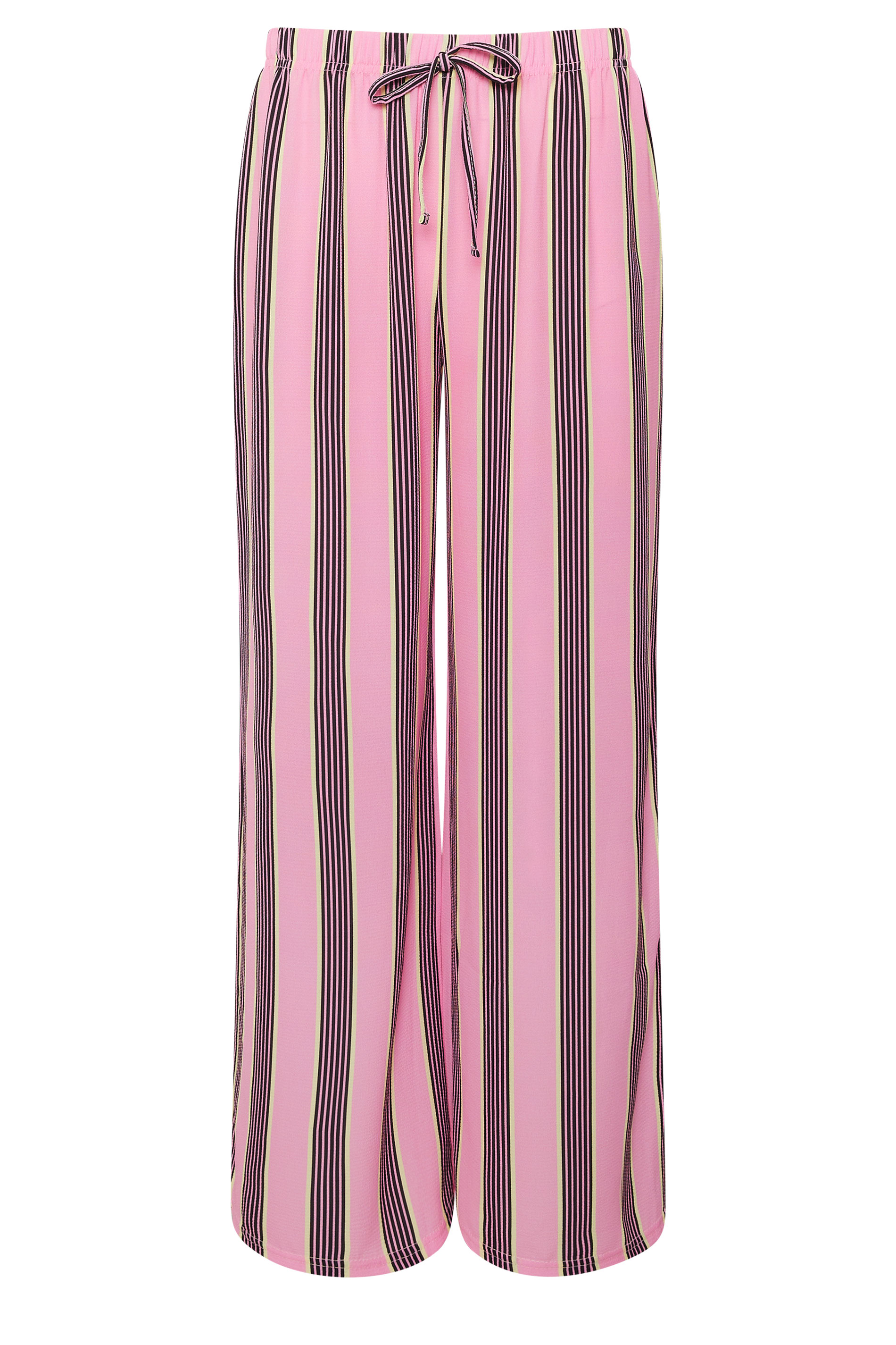 PixieGirl Petite Pink Striped Wide Leg Trousers | PixieGirl 5