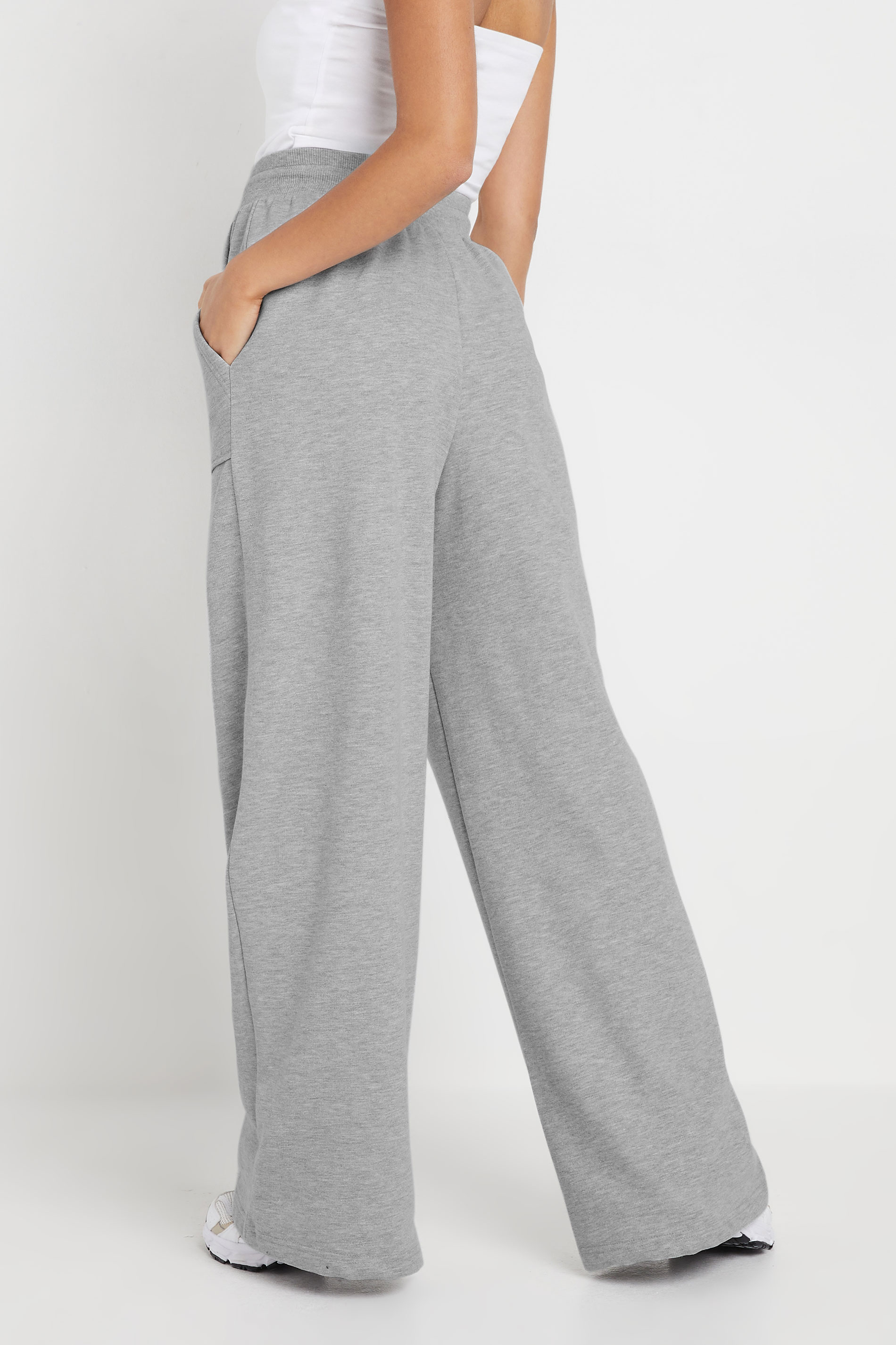 PixieGirl Petite Women's Grey Pocket Patch Wide Leg Joggers | PixieGirl 5