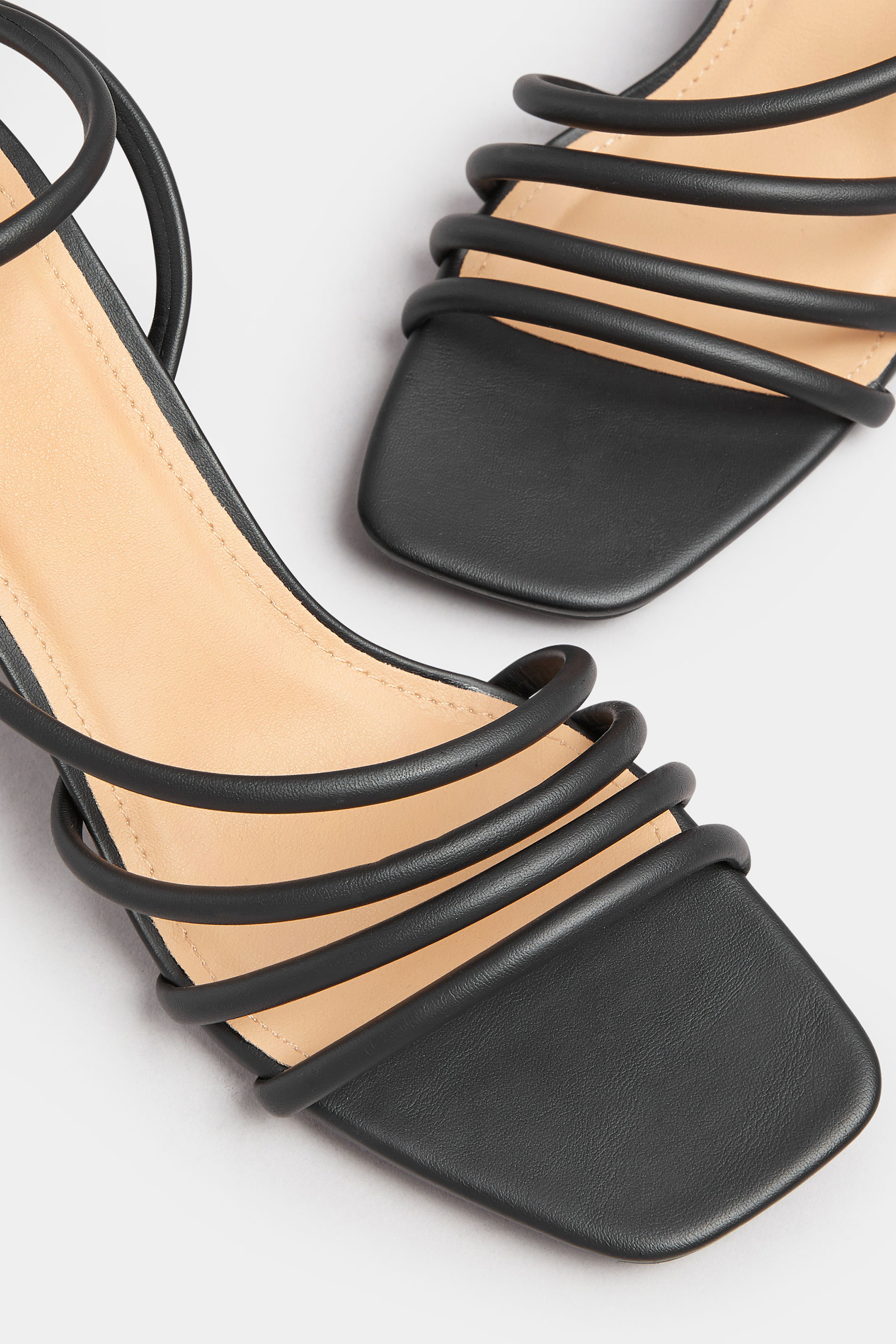 Black Aysmmetric Strappy Block Heels In Standard Fit | Yours Clothing 6