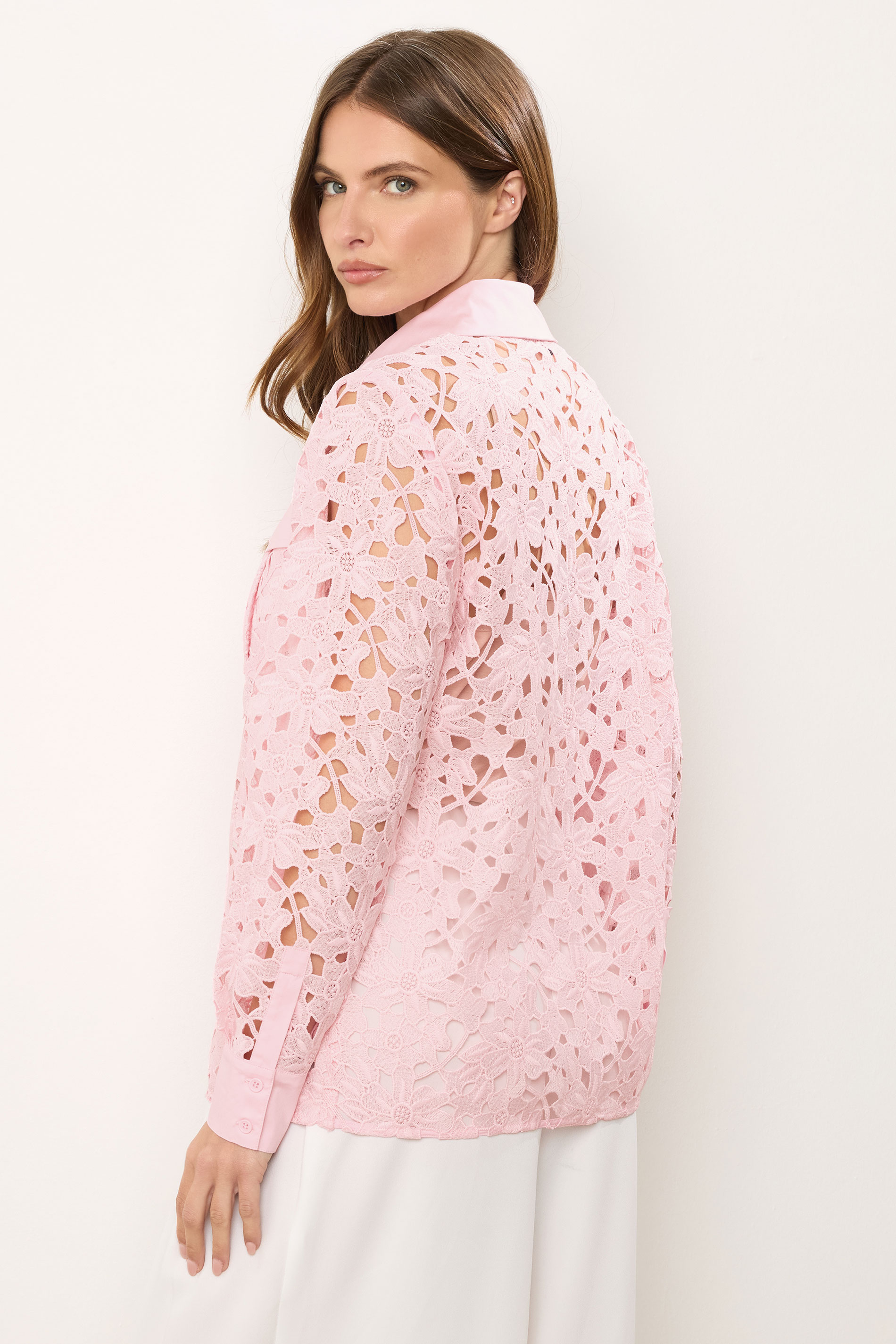 STAR Pink Lace Button Through Shirt | StarByJM 5