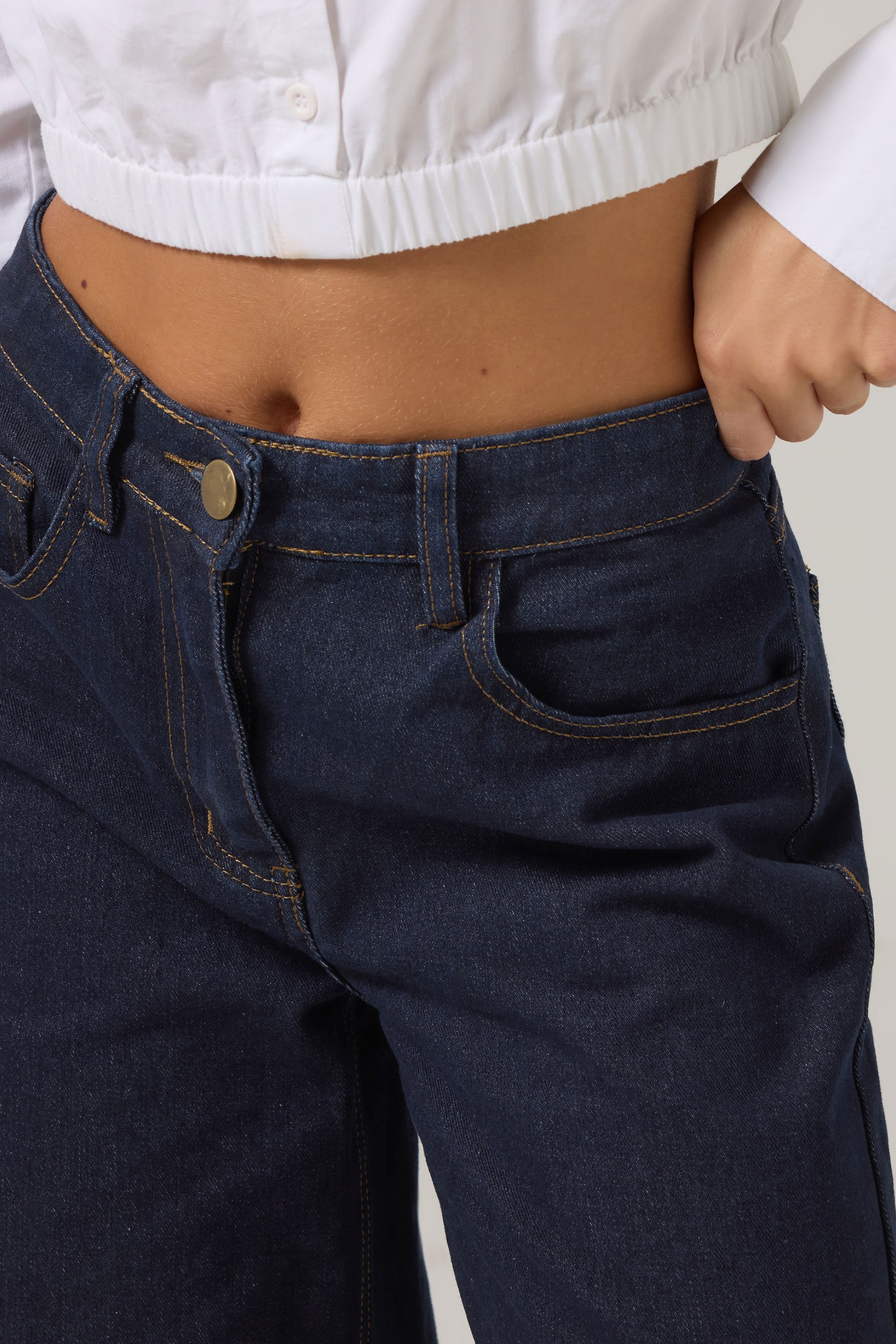 PixieGirl Petite Women's Indigo Blue Non-Stretch Wide Leg Jeans | PixieGirl 3