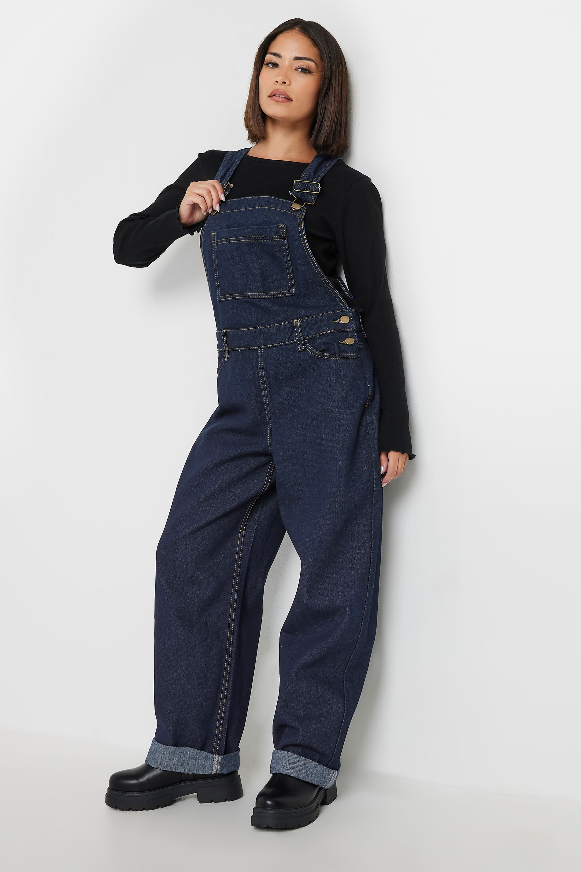 PixieGirl Petite Women's Indigo Blue Straight Leg Dungarees | PixieGirl 2