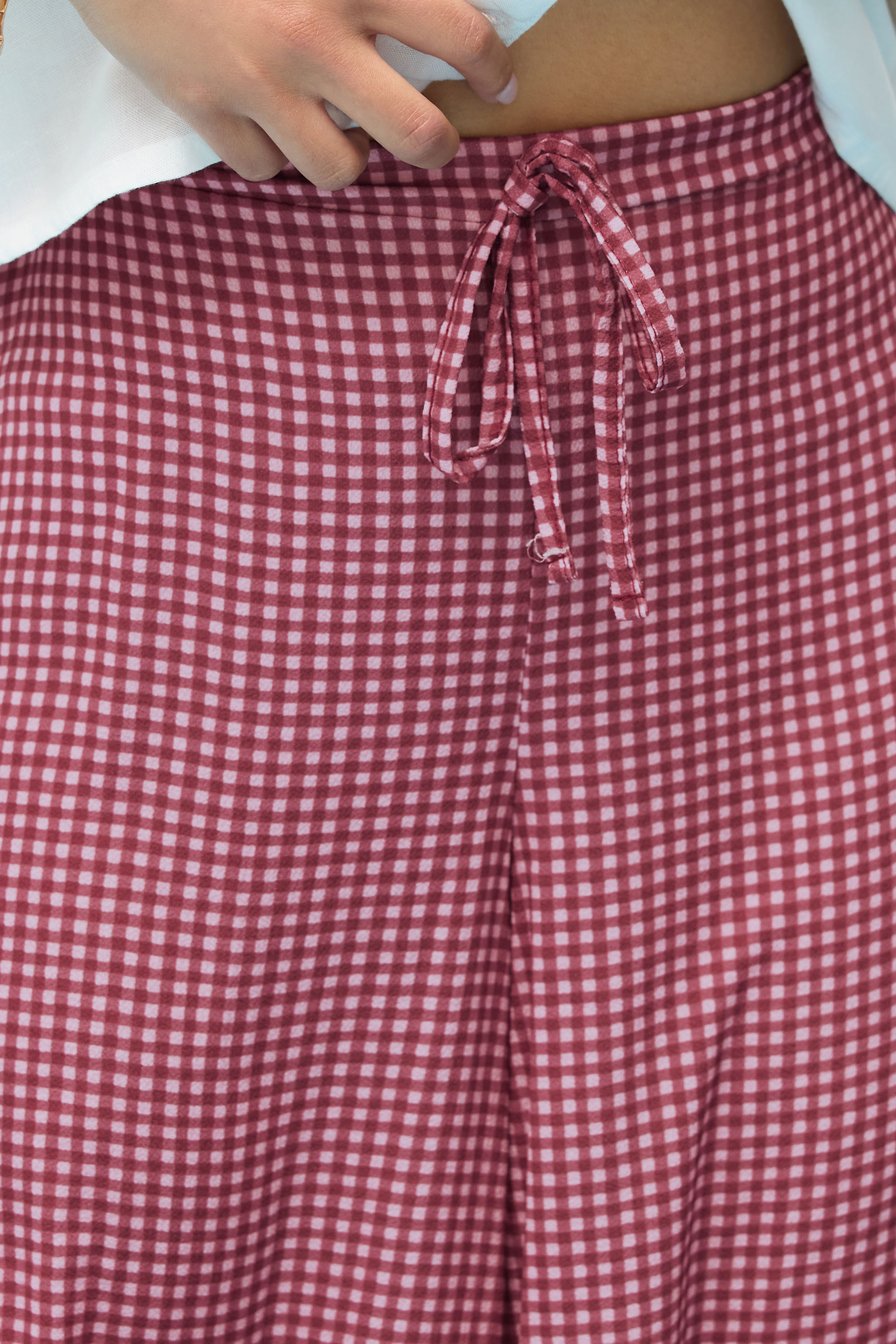 PixieGirl Petite Women's Pink Gingham Wide Leg Trousers | PixieGirl 4