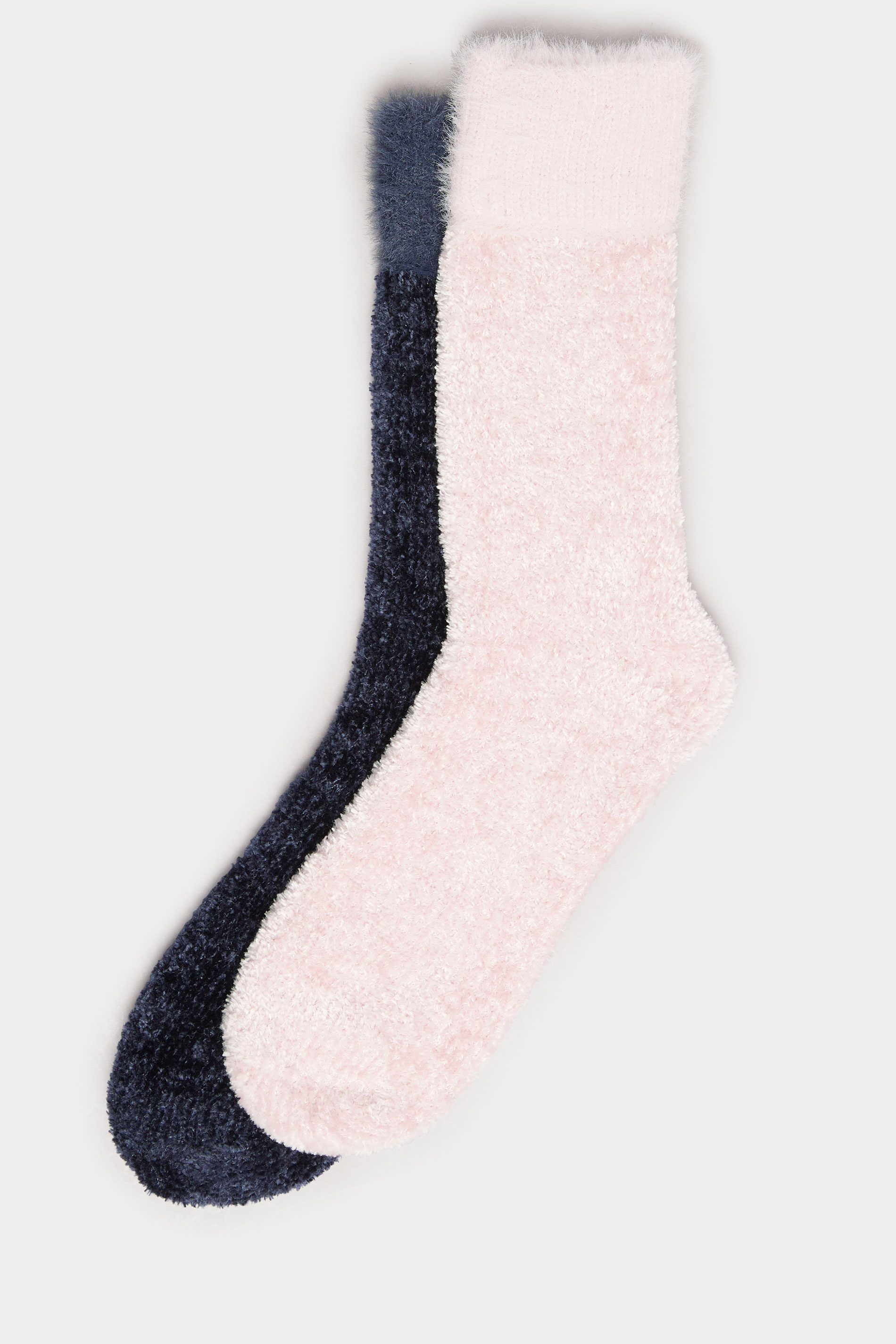 YOURS 2 PACK Plus Size Pink & Blue Chenille Ankle Bed Socks | Yours Clothing 4