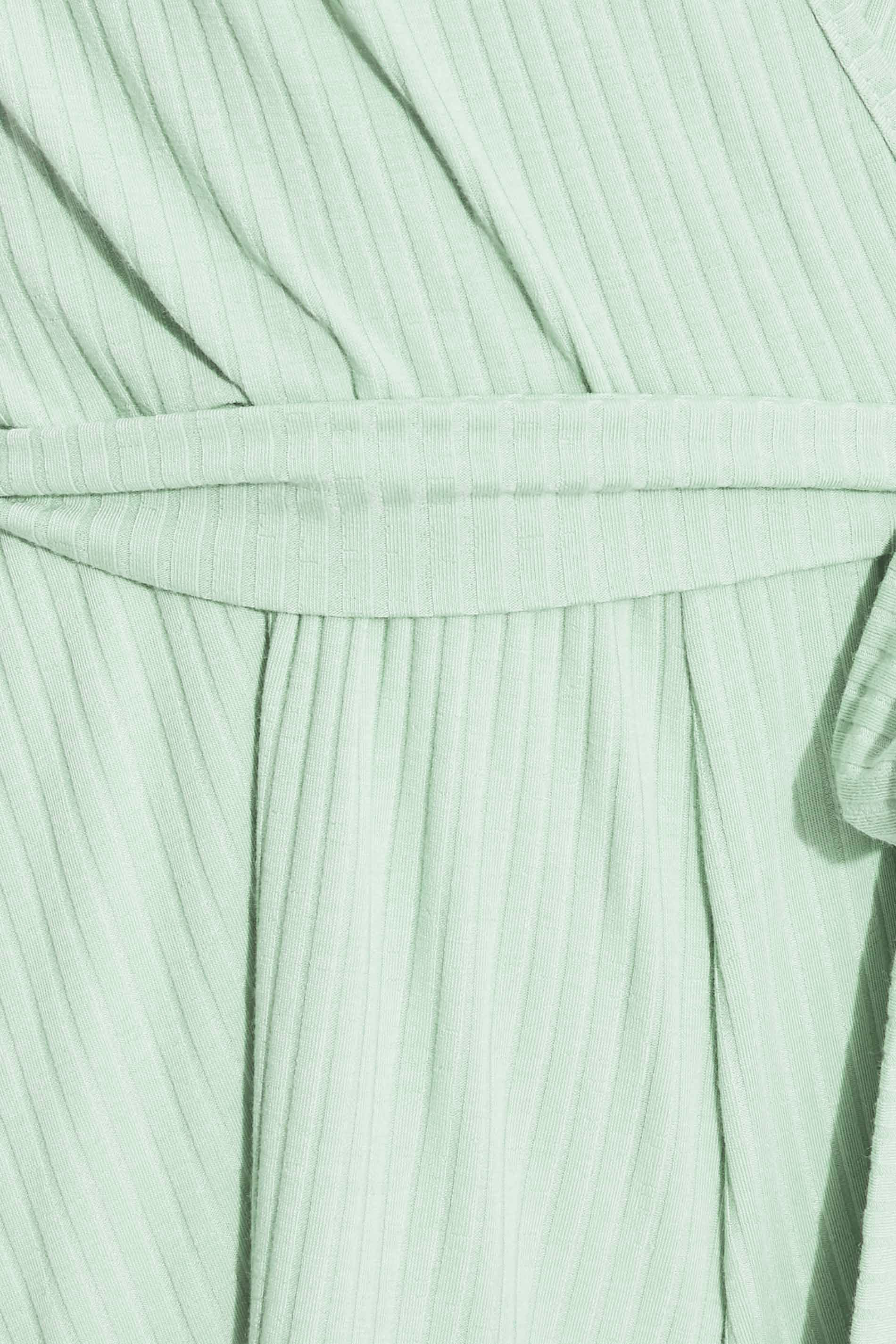 Petite Sage Green Ribbed Wrap Playsuit | PixieGirl 5