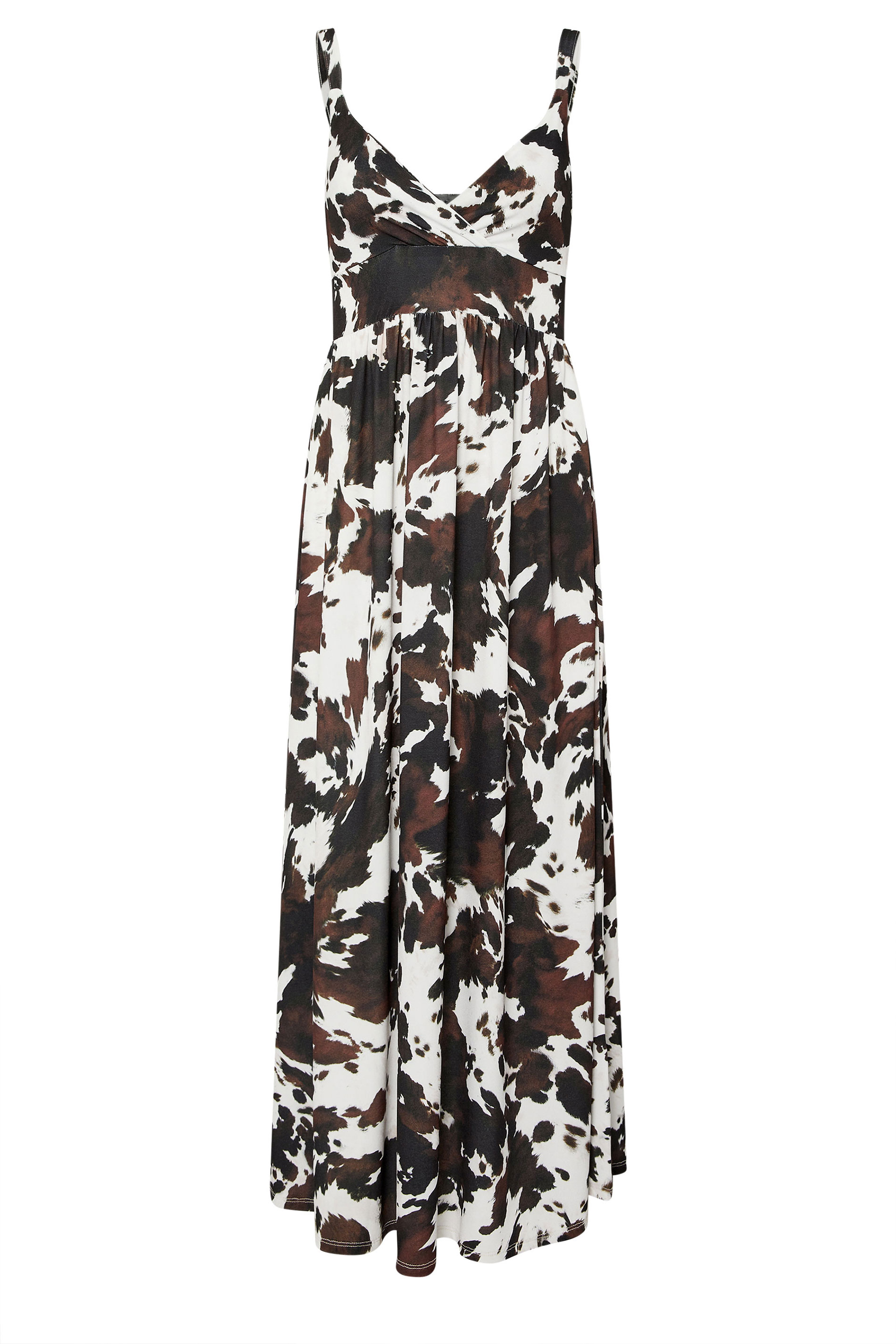 PixieGirl Petite Women's Brown Cow Print Wrap Maxi Dress | PixieGirl 6