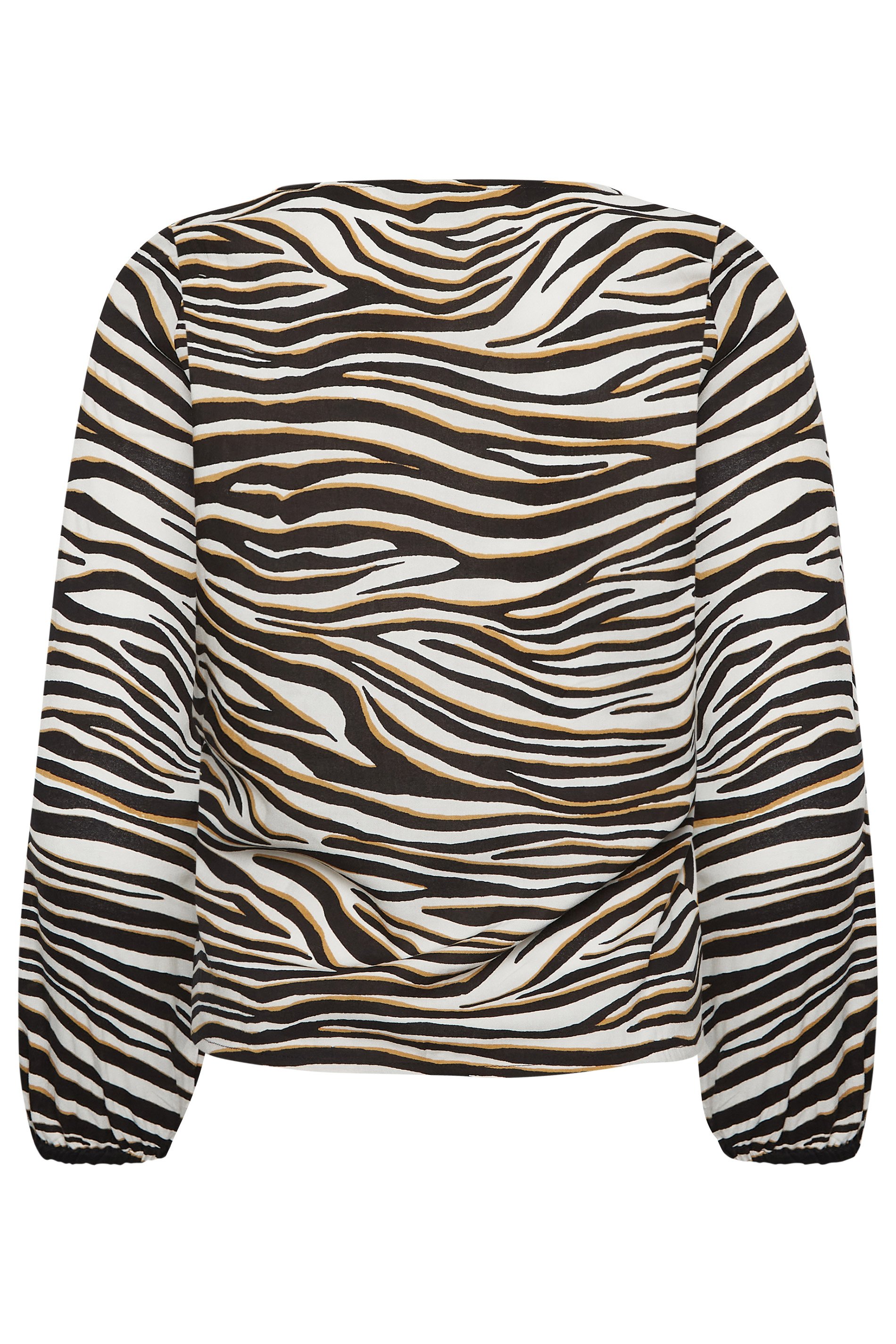 Petite Black Zebra Print Ruched Long Sleeve Top | PixieGirl 7