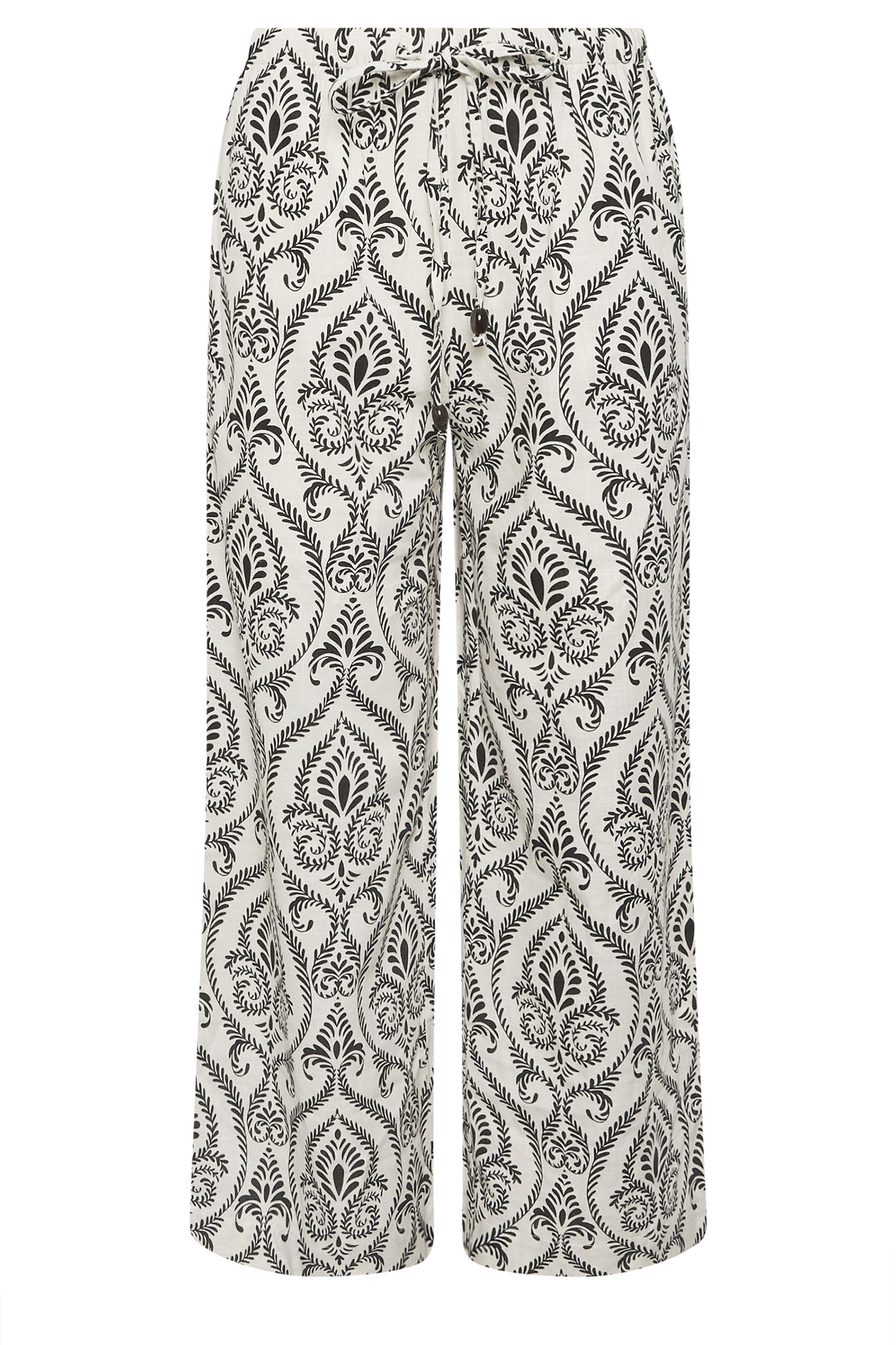 PixieGirl Petite Women's Ivory White Tile Wide Leg Trousers | PixieGirl 5