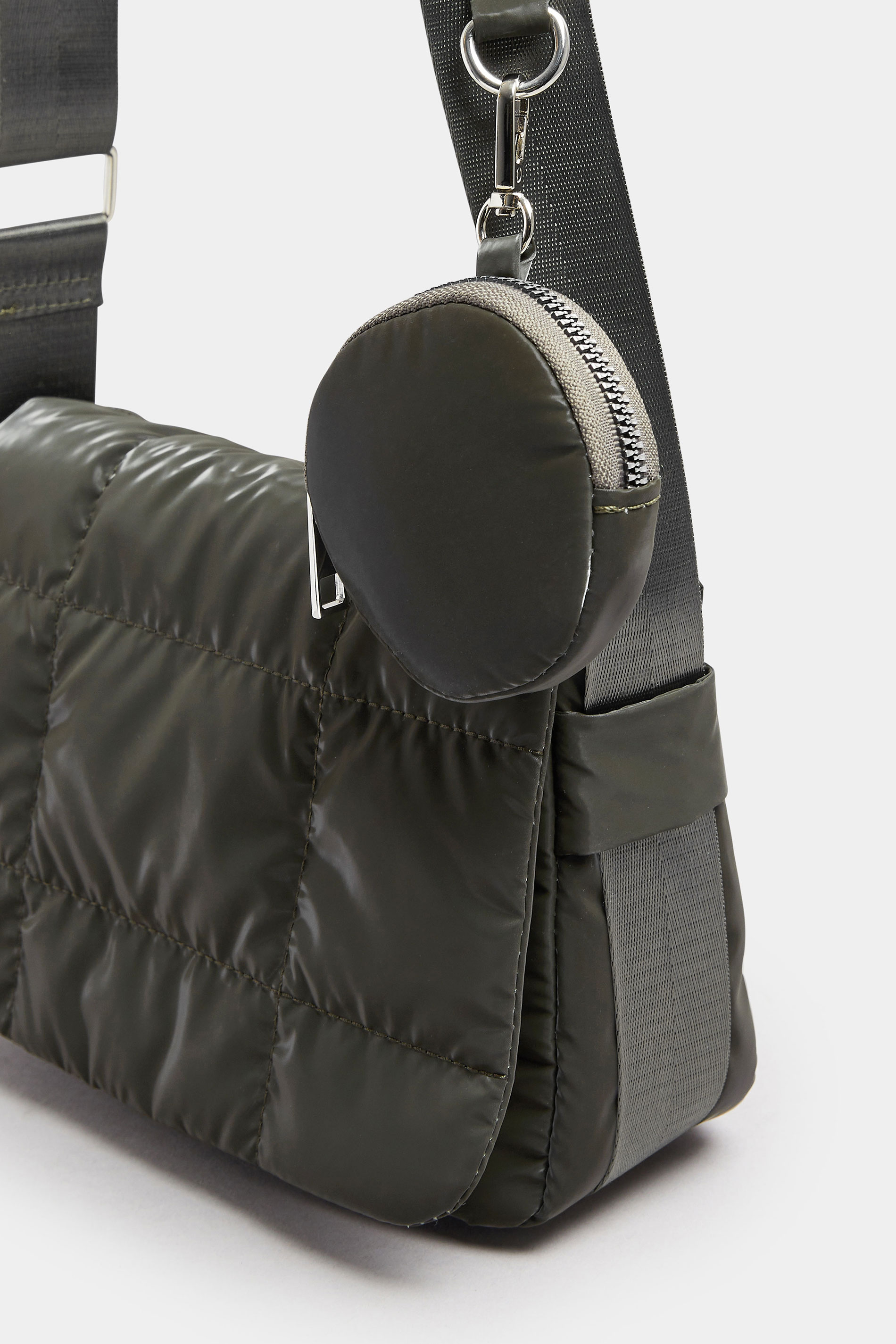Khaki Green Quilted Cross Body Bag | Yours Clothing 4