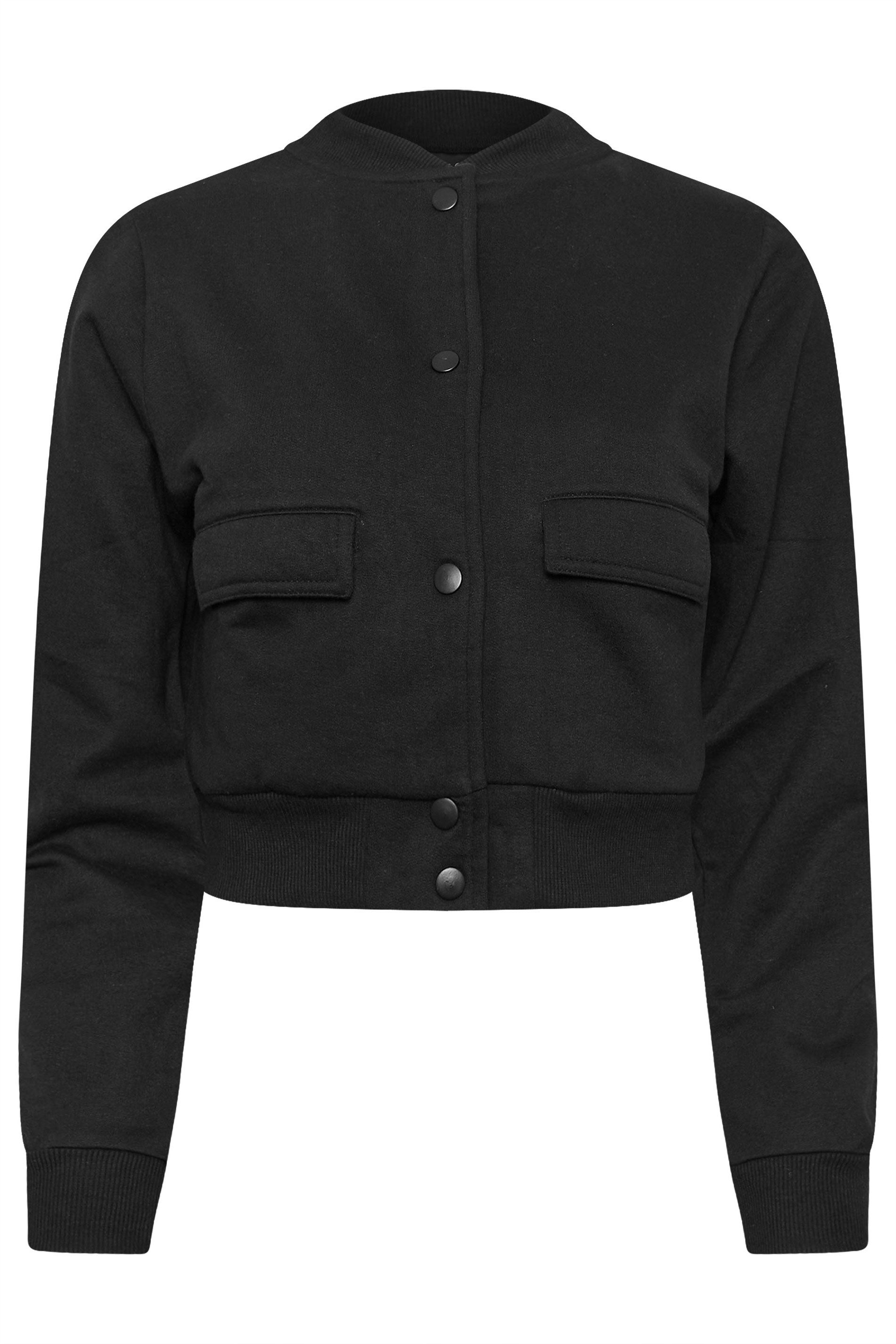 PixieGirl Petite Womens Black Jersey Bomber Jacket | PixieGirl 5