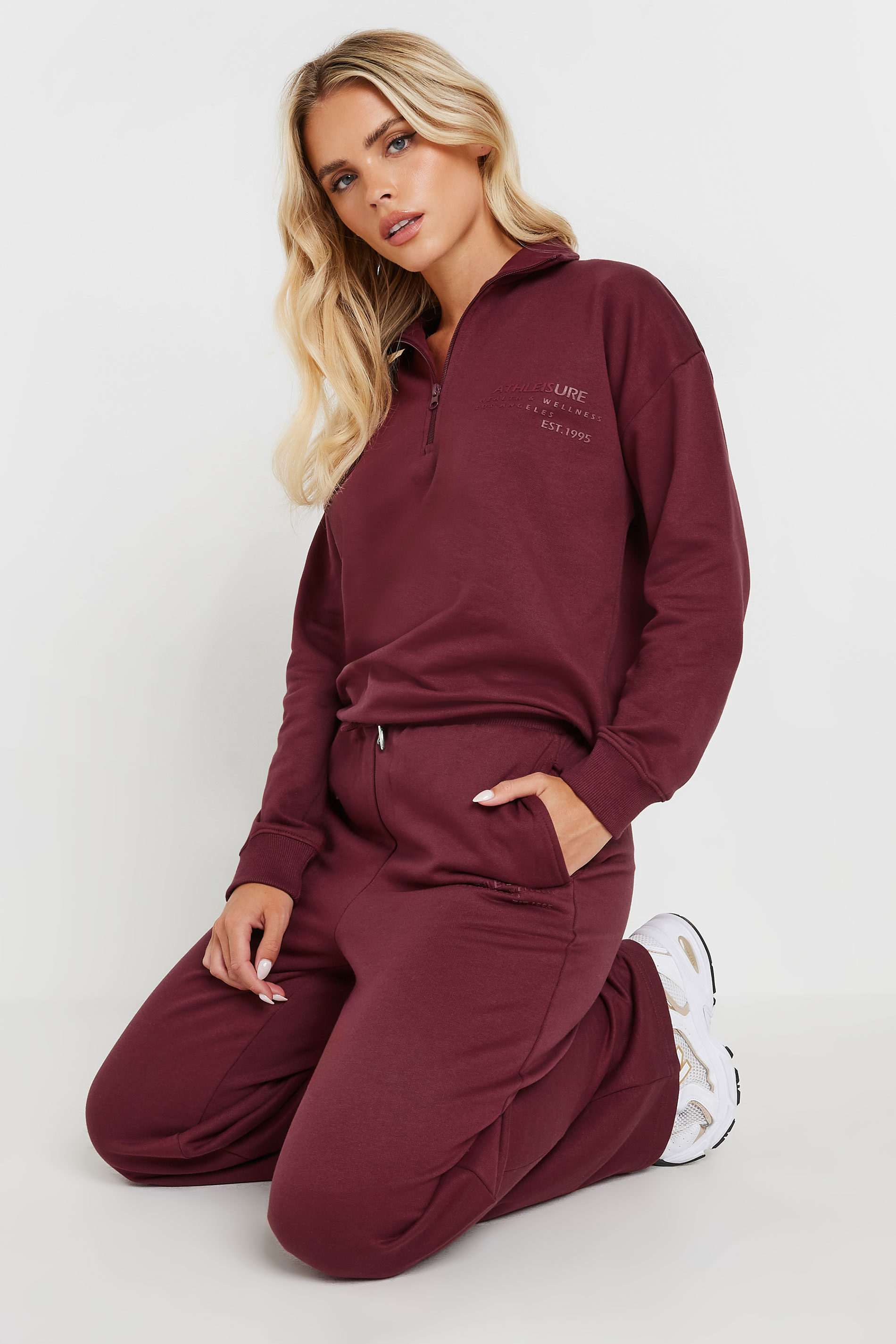 PixieGirl Petite Women's Burgundy Red High Neck Sweatshirt | PixieGirl 2