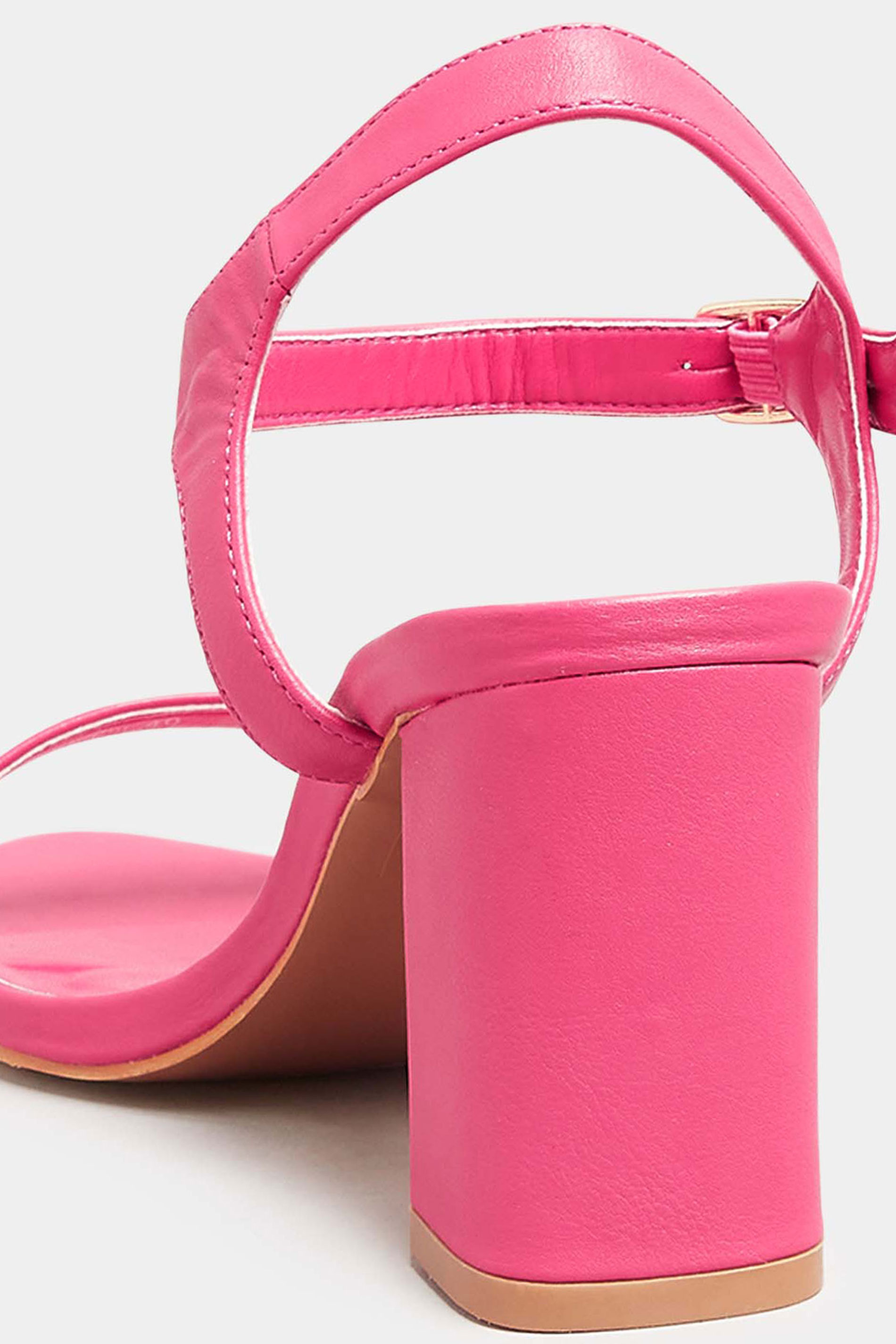 YOURS Hot Pink Block Heel Sandal In Wide E Fit & Extra Wide Fit | Yours Clothing 4