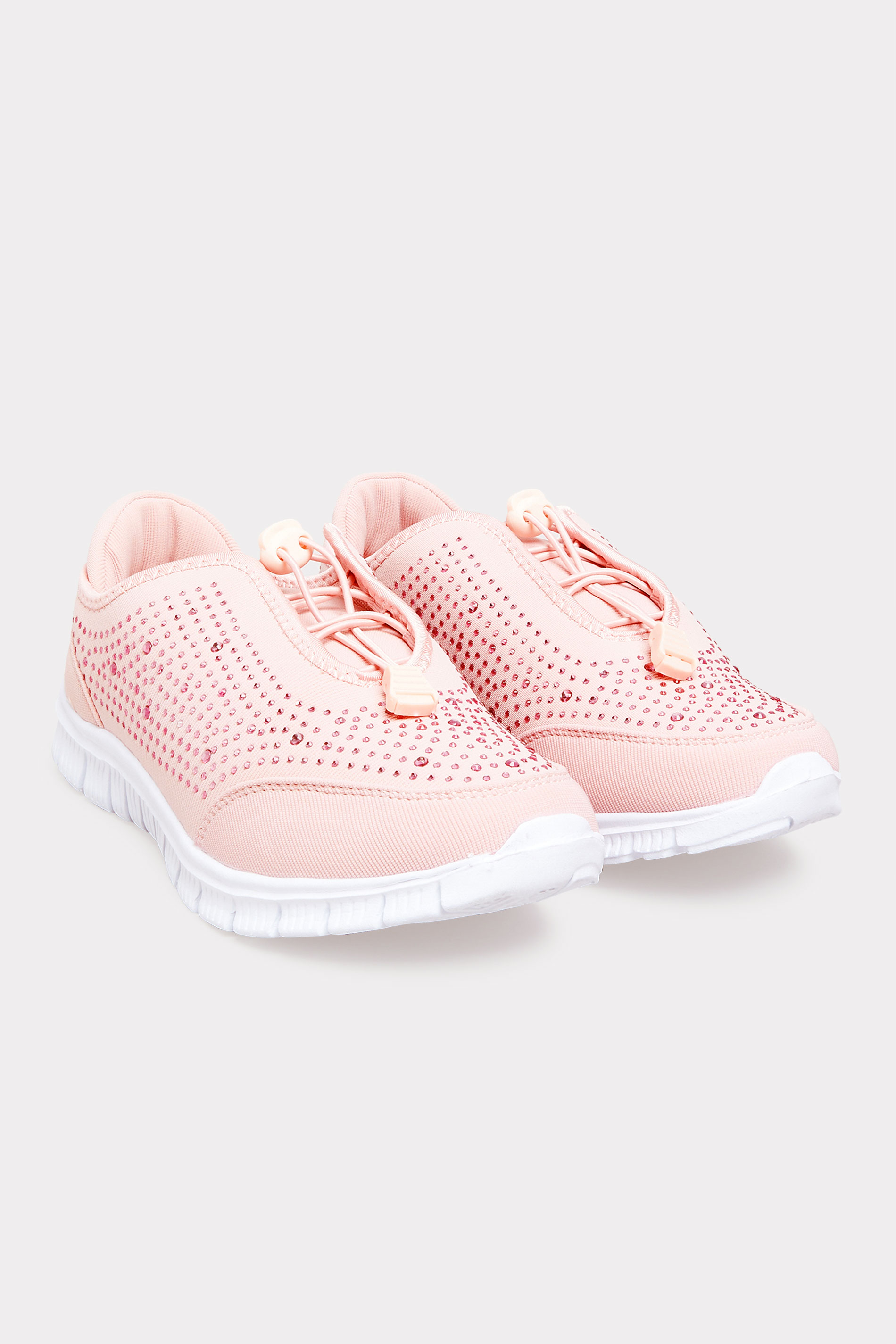 Pink Embellished Trainers In Wide E Fit & Extra Wide EEE Fit | Yours Clothing 2