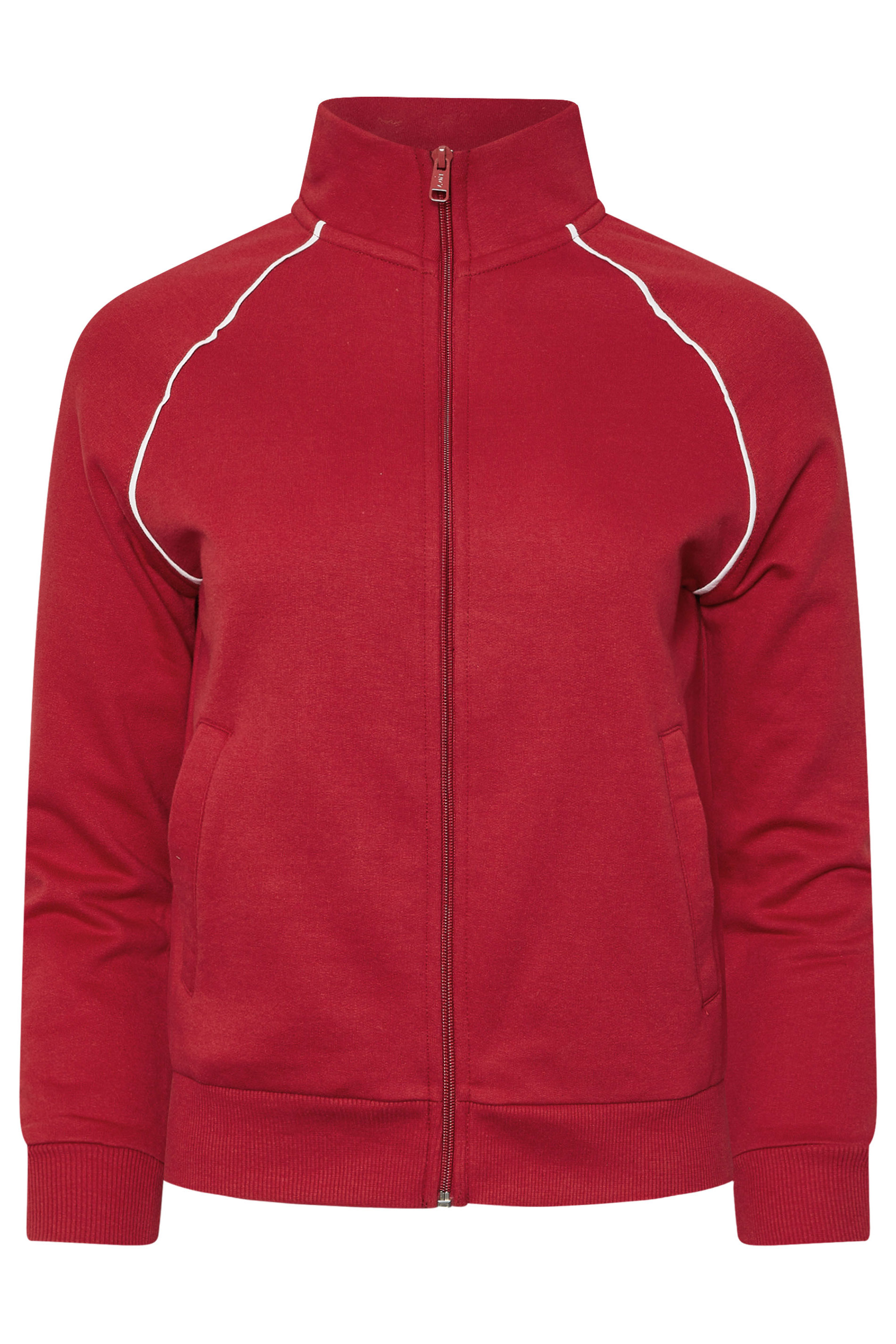 PixieGirl Petite Women's Red Contrast Piping Zip Sweatshirt | PixieGirl 7
