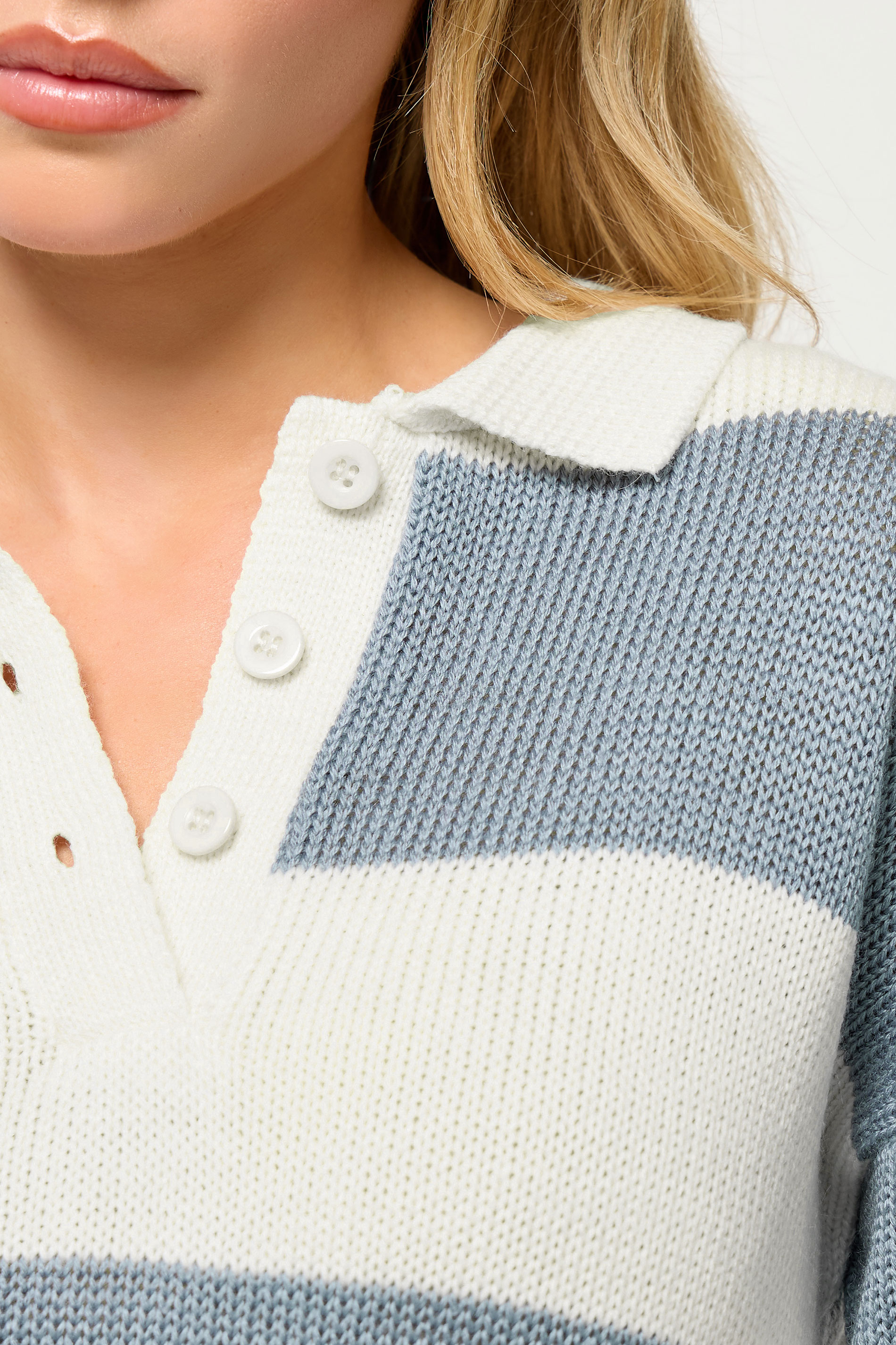 PixieGirl Petite Women's Blue Stripe Knitted Rugby Jumper | PixieGirl 4