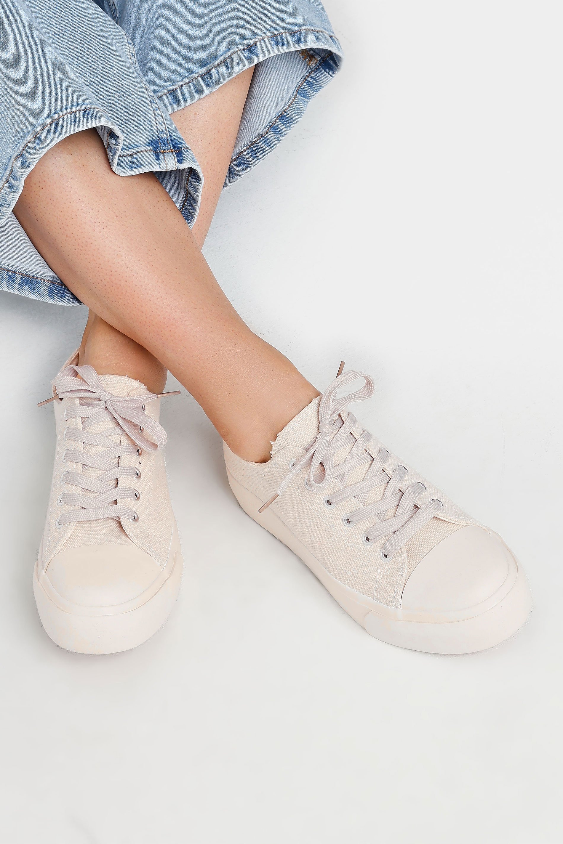 Natural Brown Canvas Trainers In Extra Wide EEE Fit | Yours Clothing 2