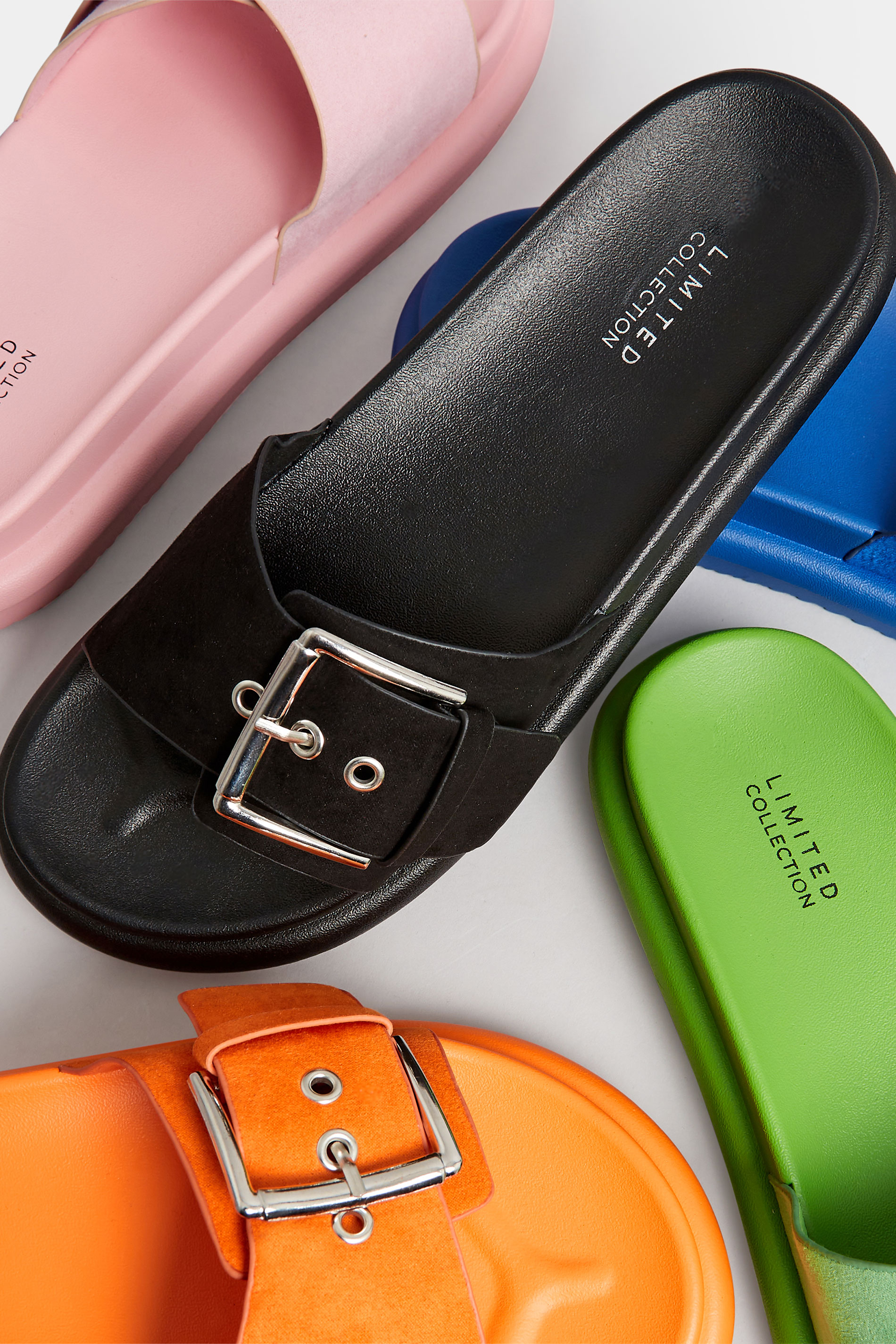 Black Buckle Strap Mule Sandals In Wide E Fit & Extra Wide EEE Fit | Yours Clothing 6