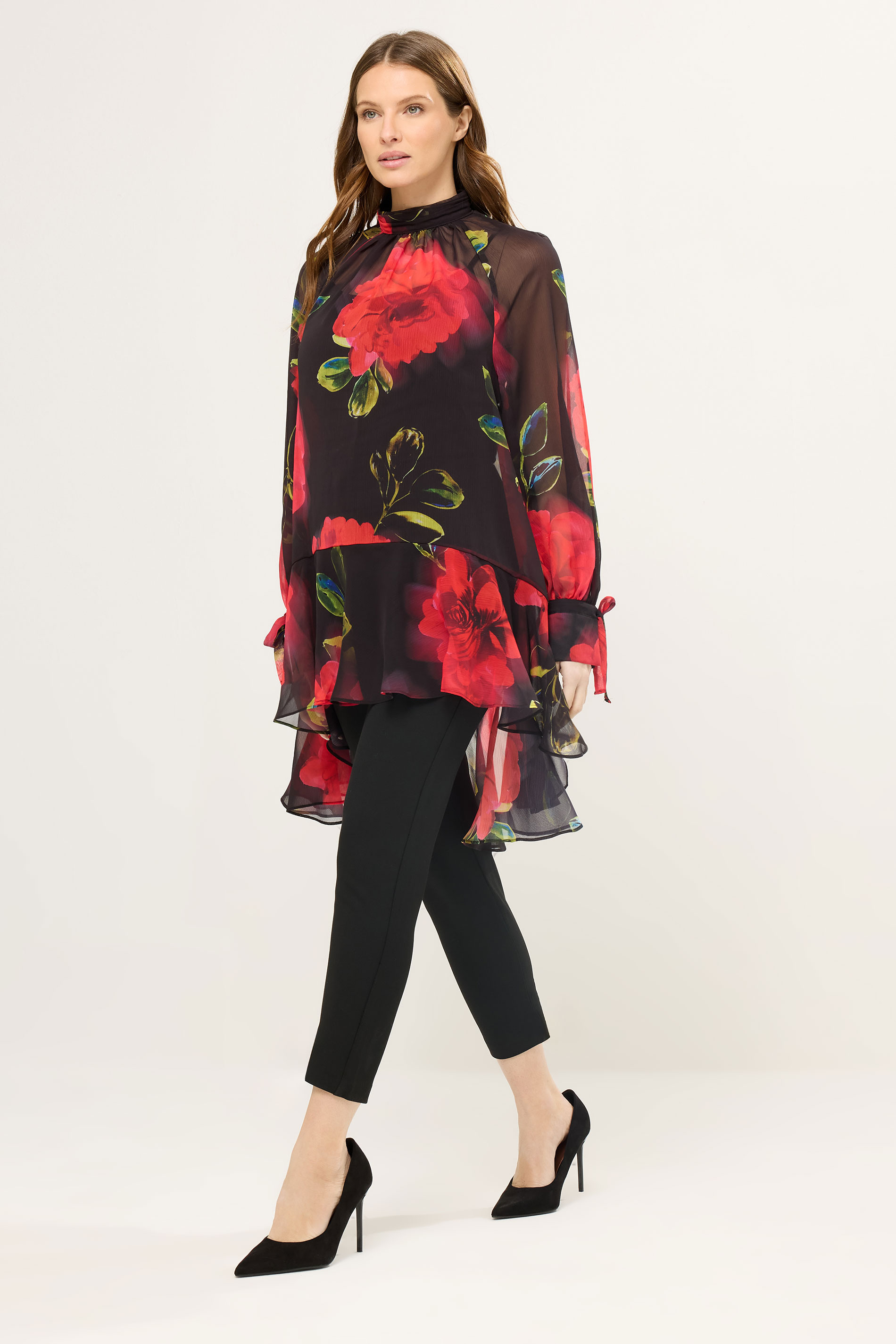 STAR Red Floral Print Dipped Hem Tunic Top | StarByJM 2