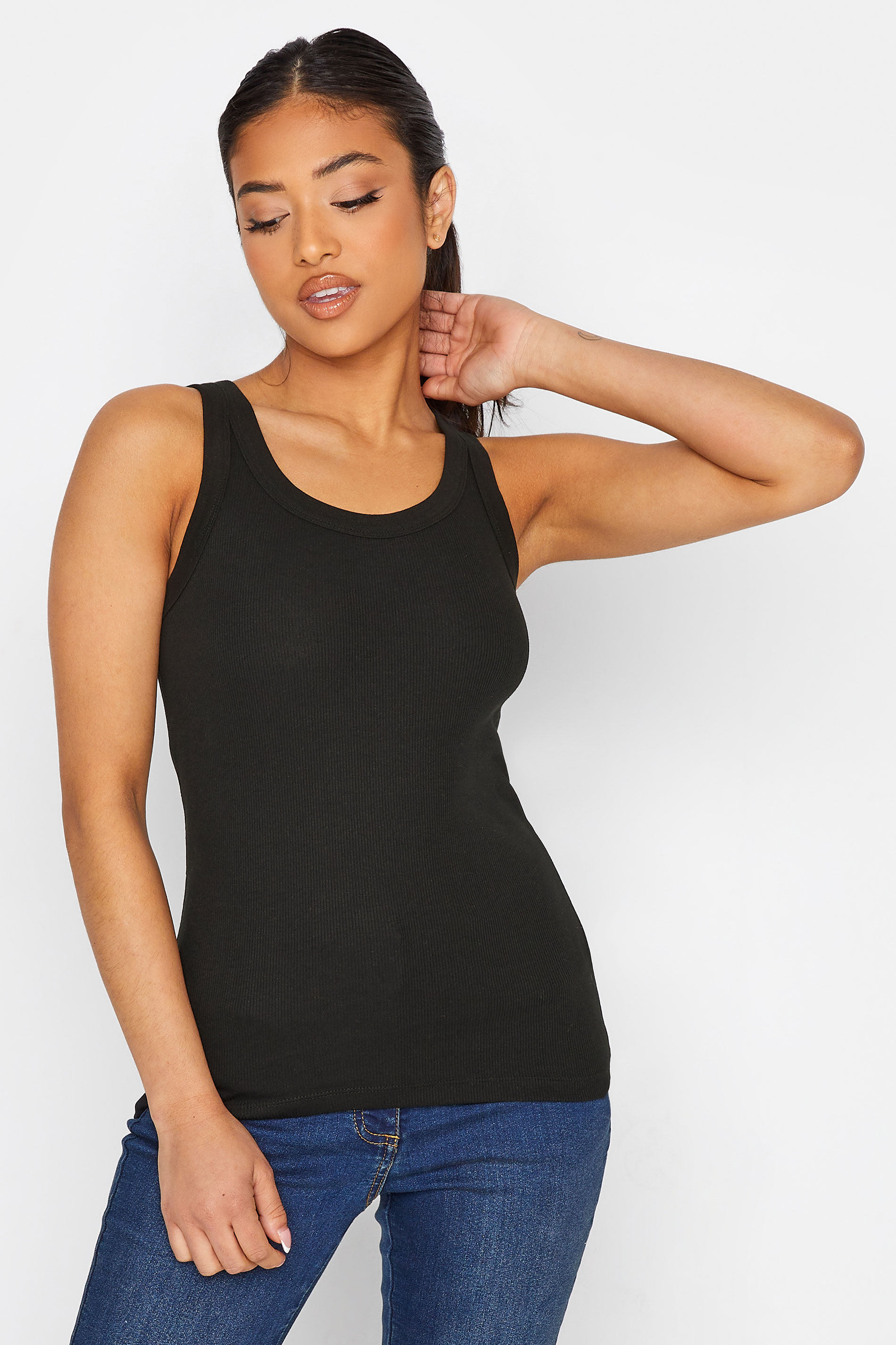 PixieGirl Petite Women's 3 PACK Black & White Ribbed Vest Top | PixieGirl 2