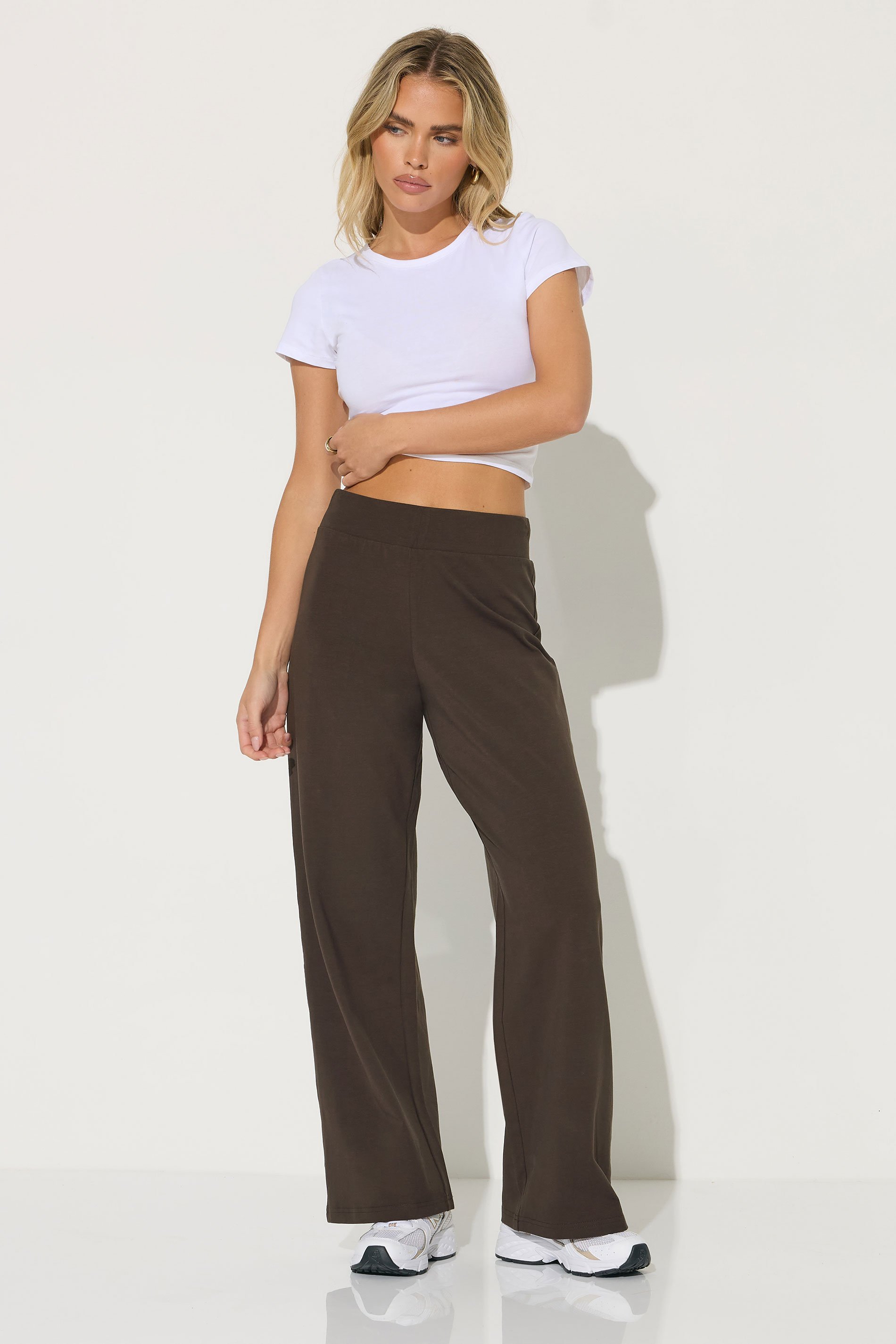 PixieGirl Petite Women's Chocolate Brown Stretch Yoga Trousers | PixieGirl 1