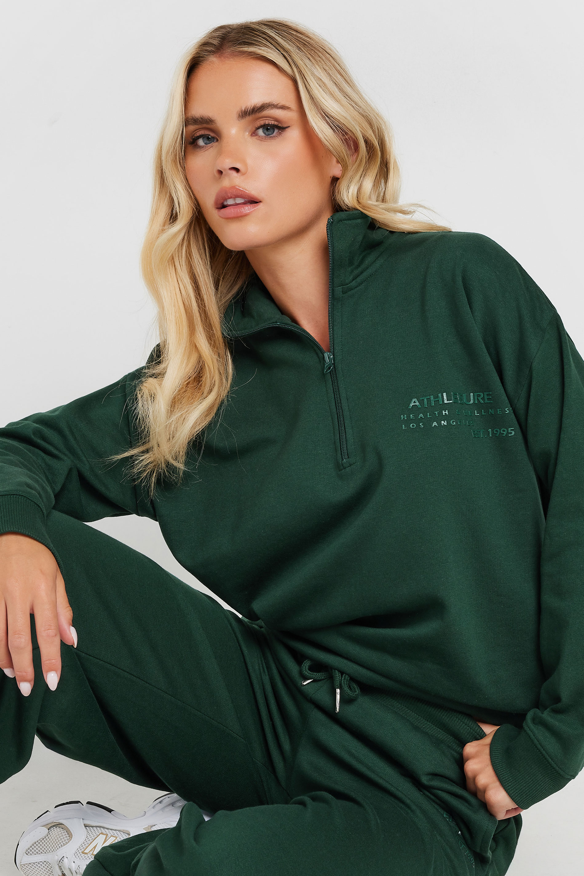 PixieGirl Petite Women's Forest Green High Neck Sweatshirt | PixieGirl 2
