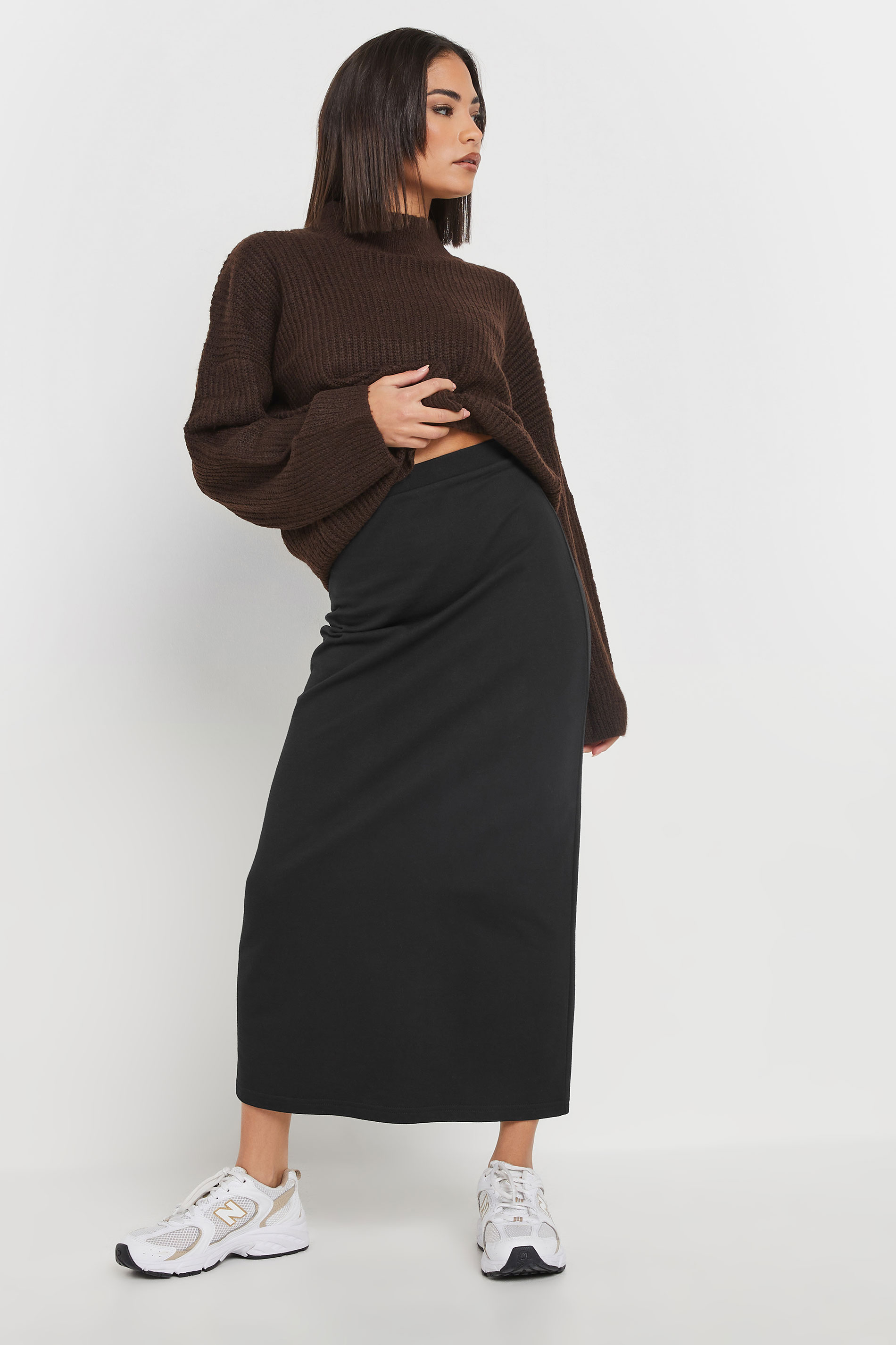 PixieGirl Petite Women's Black Sweatshirt Maxi Skirt | PixieGirl 1