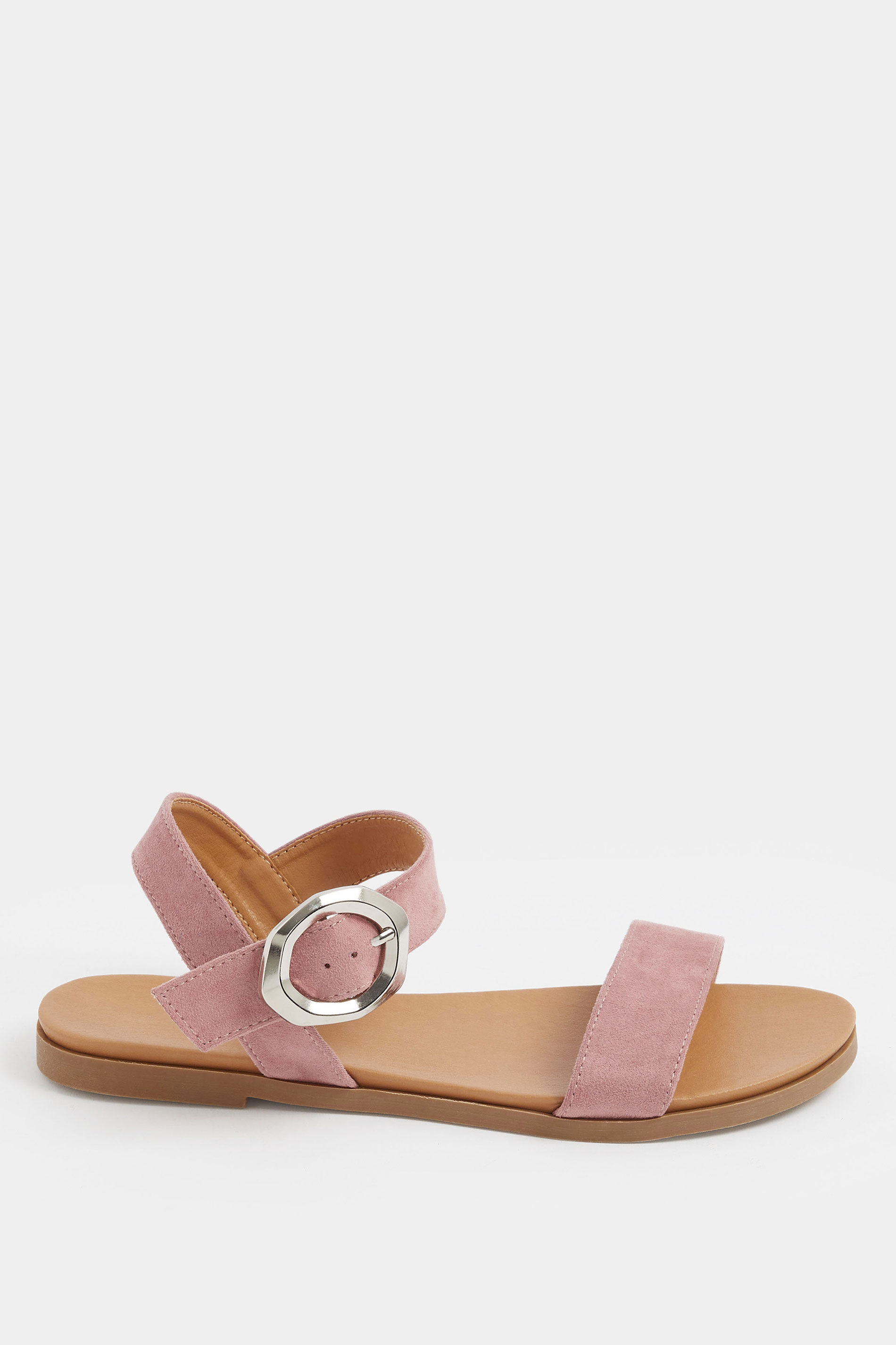 Pink Buckle Detail Sandals In Wide E Fit | Yours Clothing 2