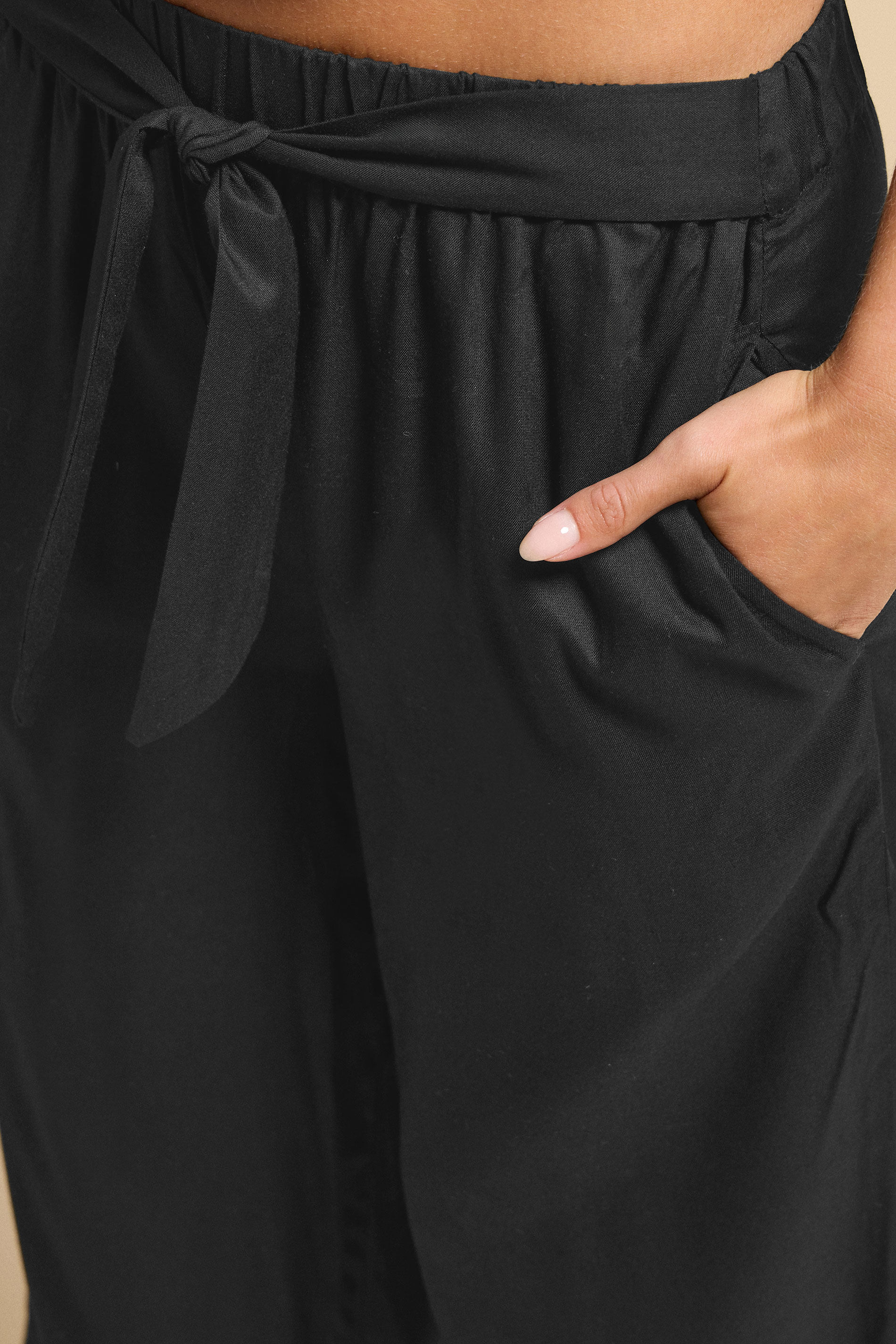 PixieGirl Petite Women's Black Cropped Belted Wide Leg Trousers | PixieGirl 4