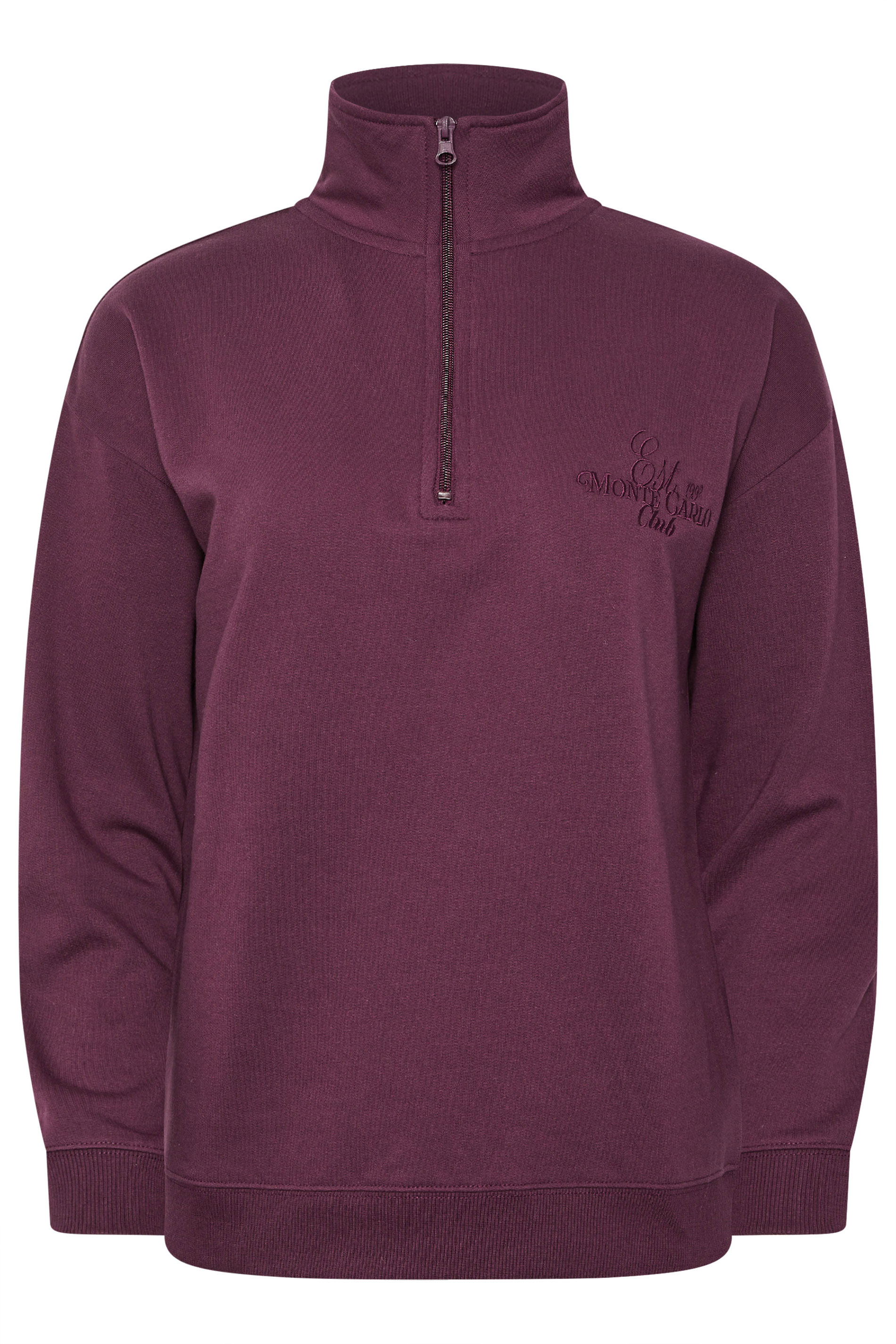 PixieGirl Petite Women's Burgundy Red 'Monte Carlo' Slogan Quarter Zip Sweatshirt | PixieGirl 6