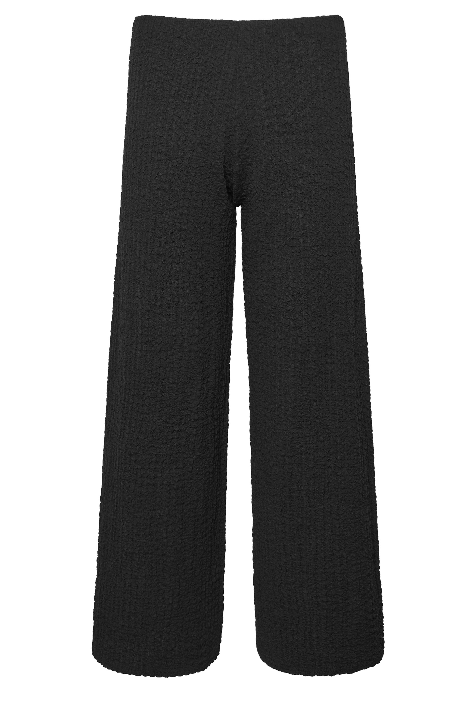 PixieGirl Petite Women's Black Bubble Textured Wide Leg Trousers | PixieGirl 5