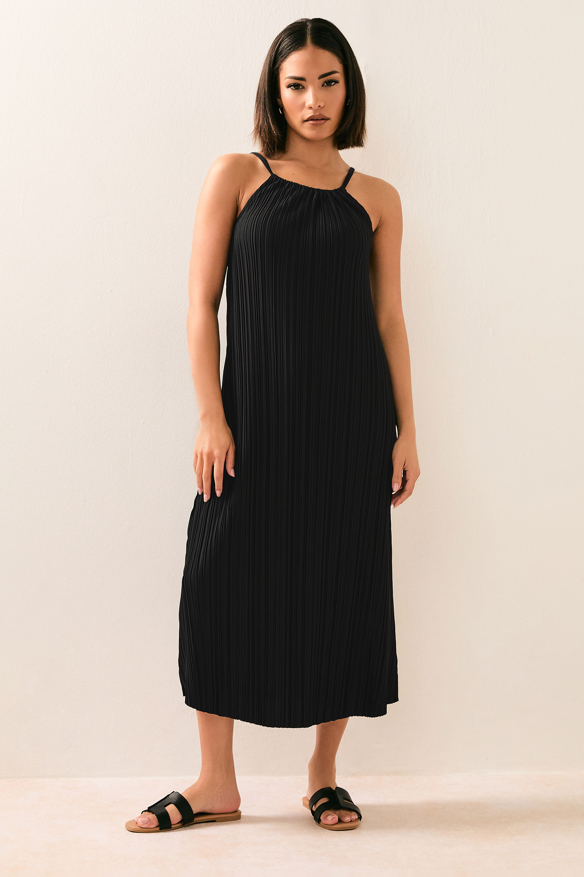 PixieGirl Petite Women's Black Plisse Midi Dress | PixieGirl 2