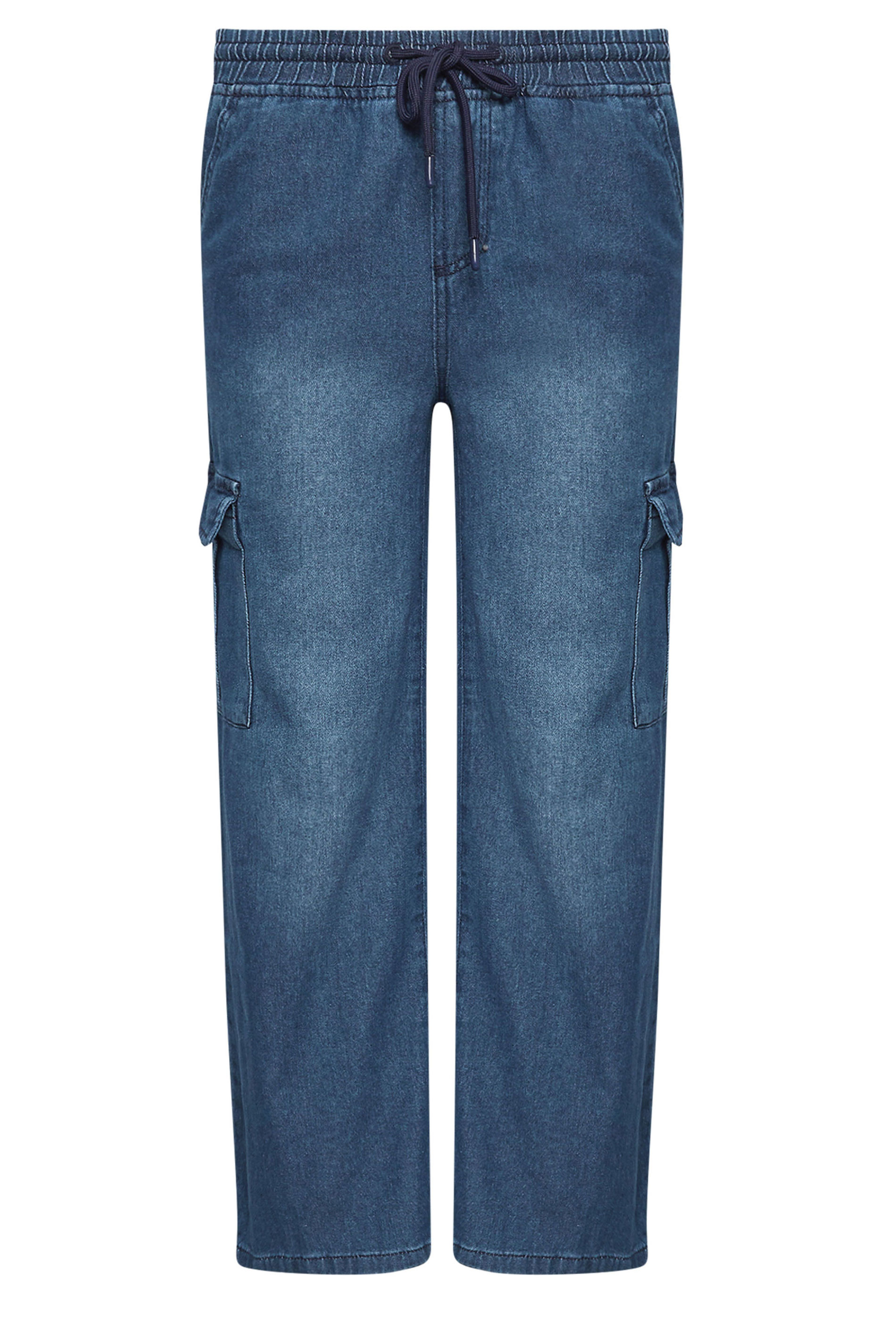 PixieGirl Petite Women's Dark Blue Cargo Wide Leg Jeans | PixieGirl 7