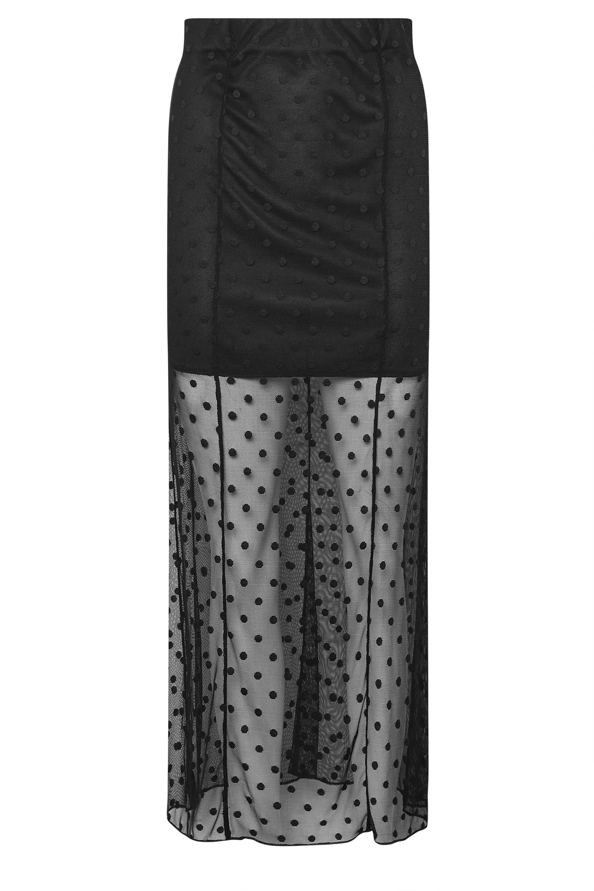 PixieGirl Petite Women's Black Spot Mesh Maxi Skirt | PixieGirl 6