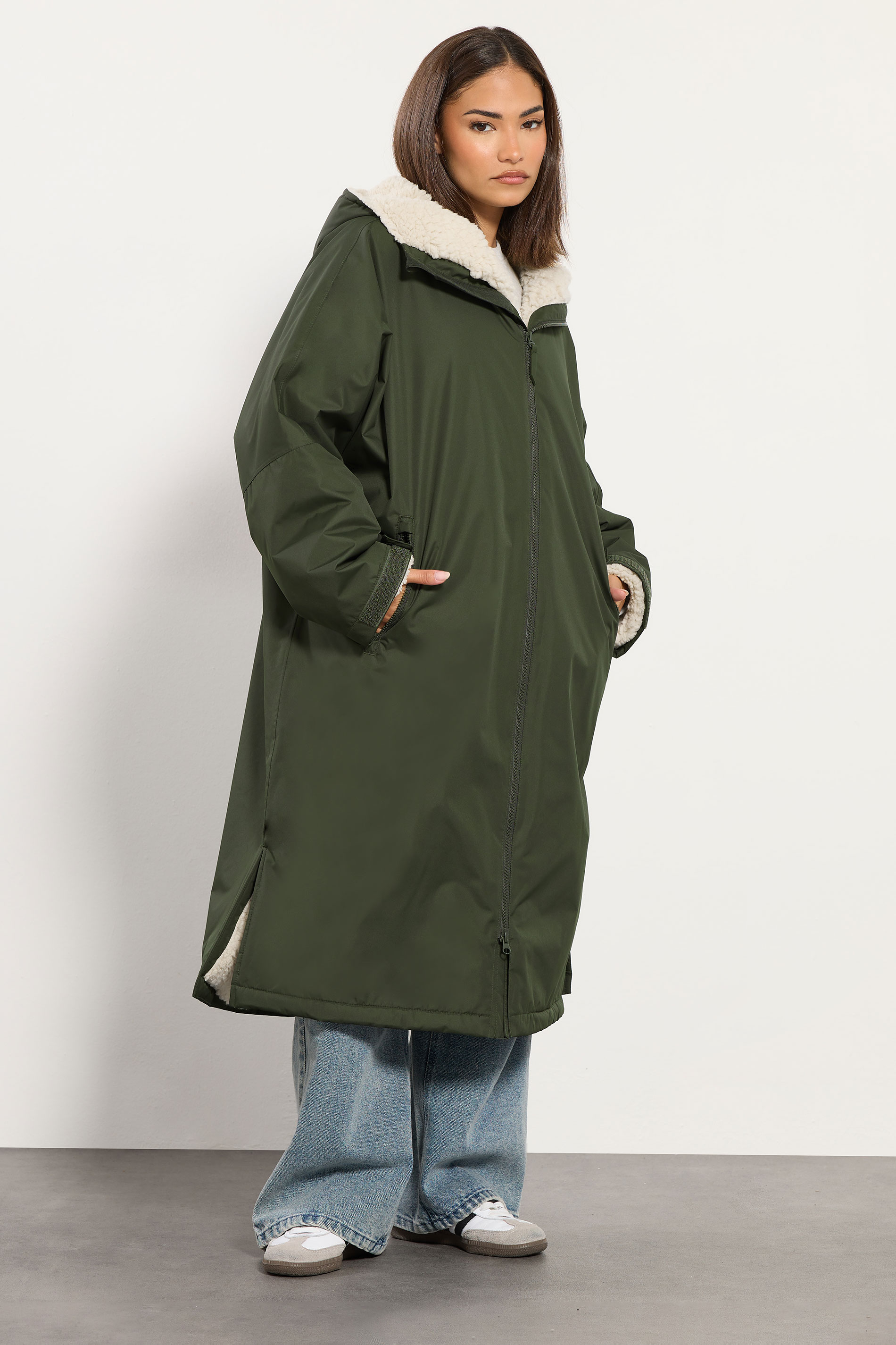 PixieGirl Petite Women's Khaki Green Waterproof Fleece Lined Robe | PixieGirl 2