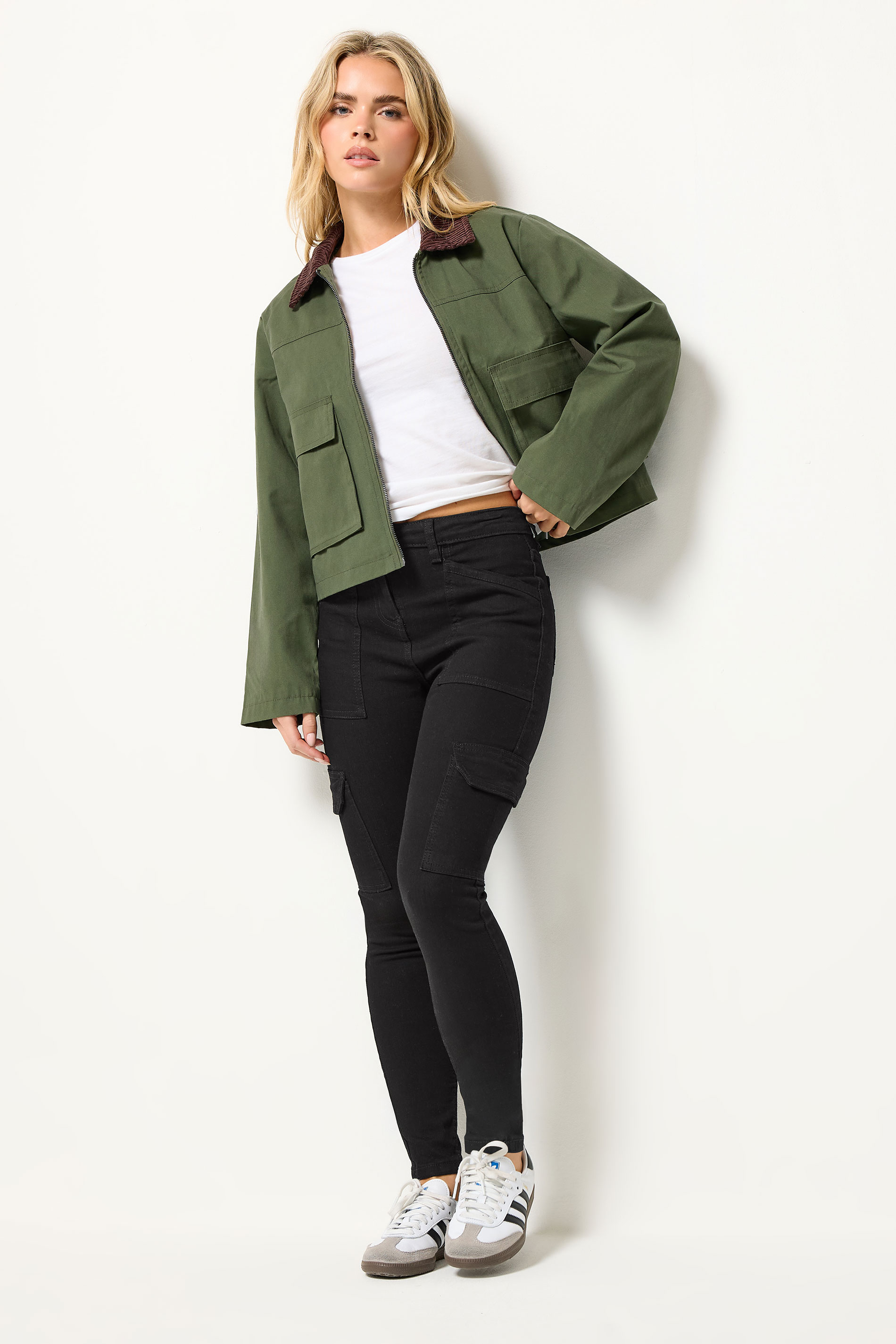 PixieGirl Petite Womens Black Pocket Detail Cargo Skinny Jeans | PixieGirl 1