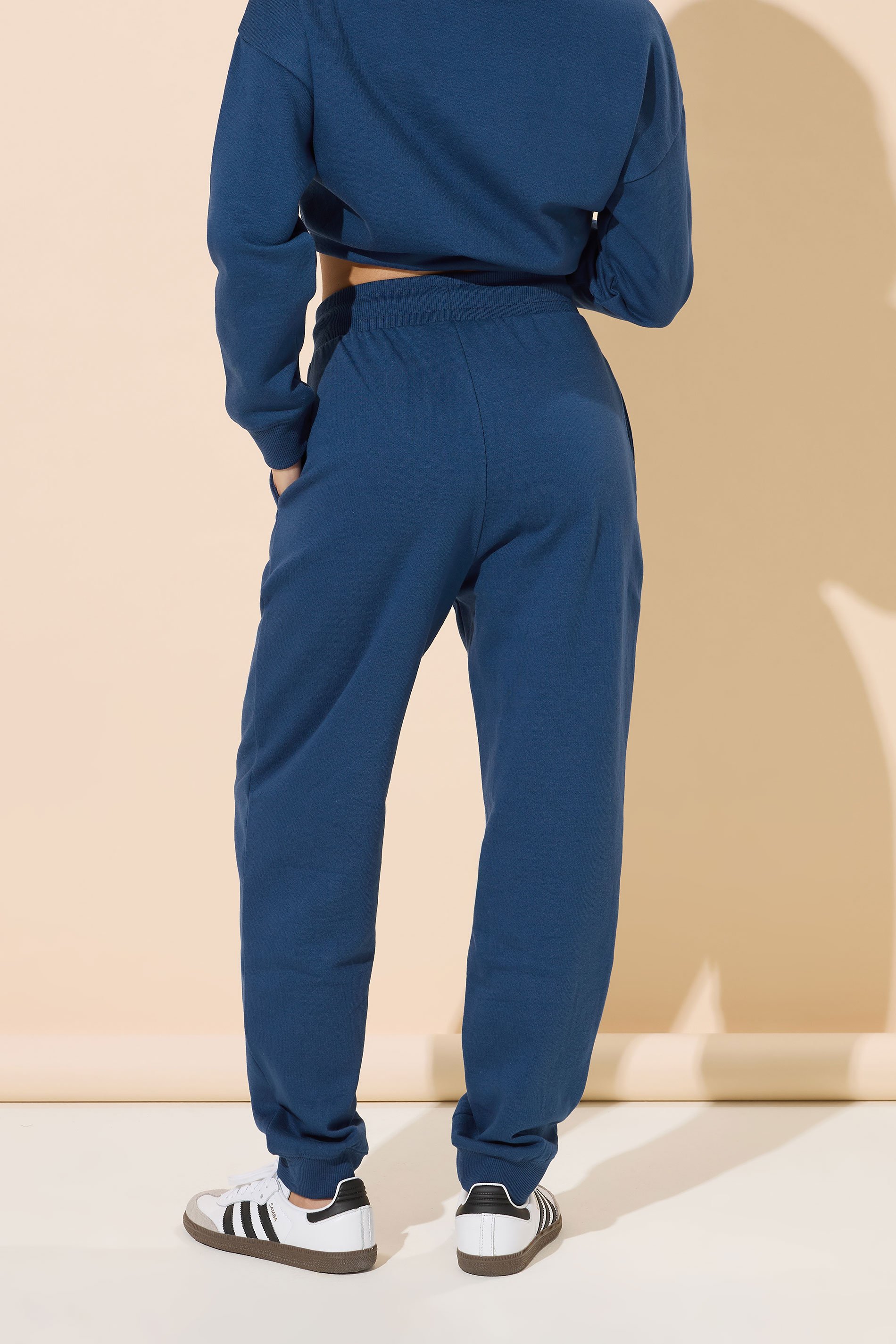 PixieGirl Petite Women's Navy Blue Drawstring Cuffed Joggers | PixieGirl 3