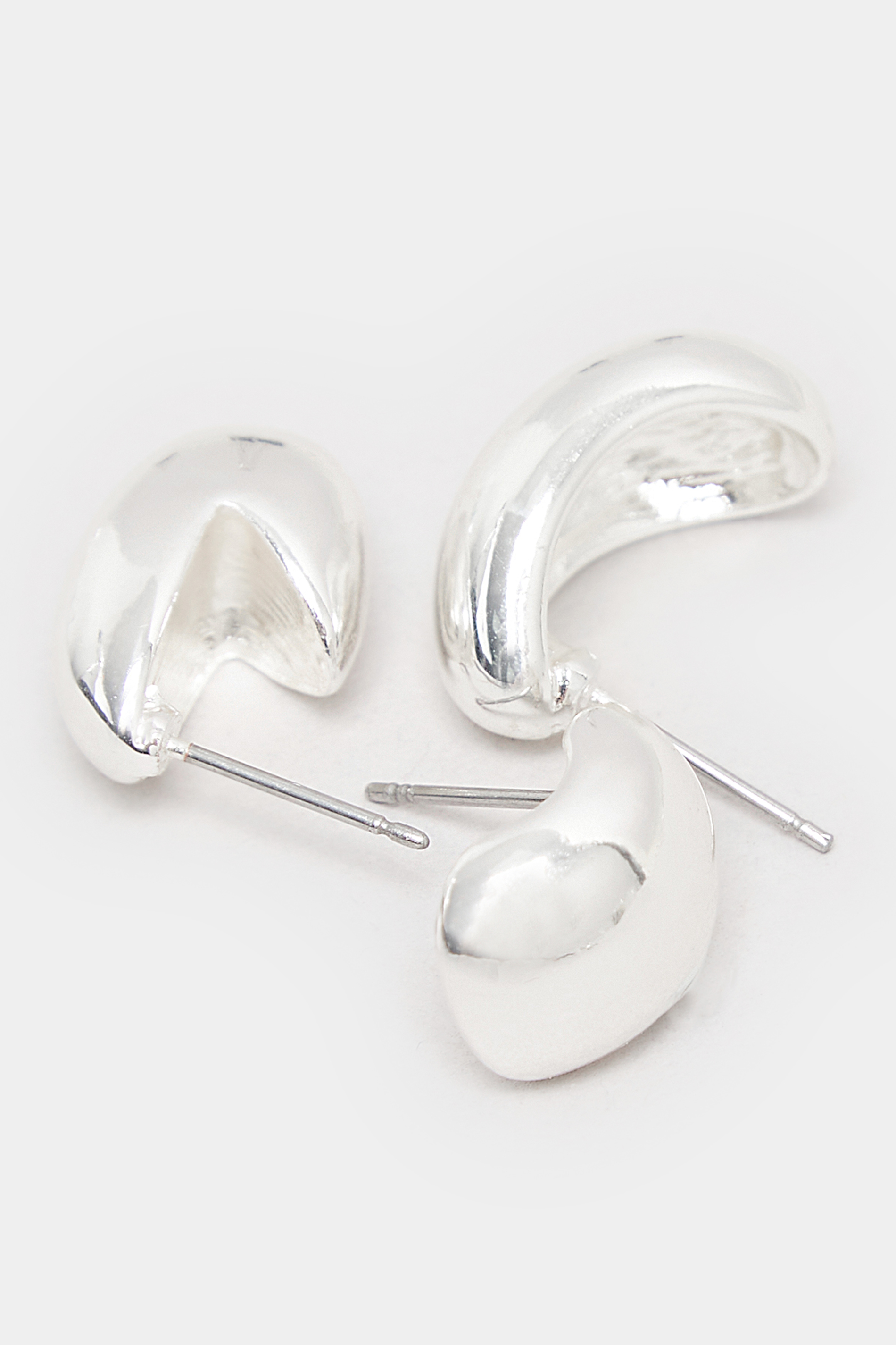 3 PACK Silver Small Chunky Hoops | Yours Clothing  4